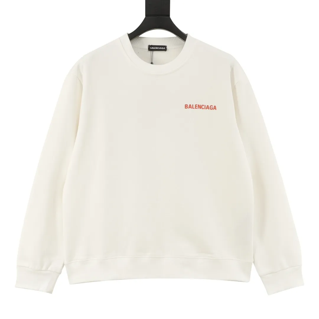 🅿️500 Balenciaga 25FW round neck sweatshirt with small letters, 480g high-grade combed cotton fabric, counter collar label, purchasing grade white thick plate hang tag, original hanging grain, three-dimensional foam printing on the front and back, strong sense of layering, same style for men and women, couple style, oversize version, loose size: S-XL