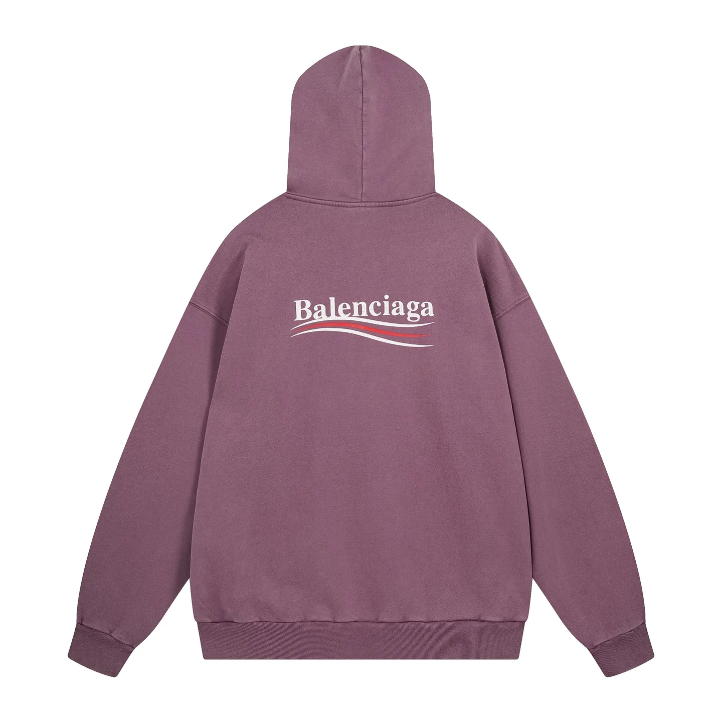 🅿️370 - BALENCI*GA Paris classic cola print split hooded long-sleeved sweatshirt. The front pattern is made of environmentally friendly imported rubber paddle split printing. The ready-made garments are sprayed with horse wash to make them old. The letters are clear. The effect is three-dimensional. Exclusively pattern-woven and dyed 460g fabric. Threads are dyed in the same vat with zero color difference. Brick cabinet synchronization. Welcome to compare. Same style for men and women -Color: washed purple -SIZE: Xs S M L Style number 8968#