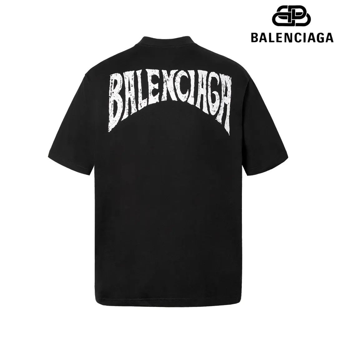 🅿️160 9105# Detailed picture Top version [[BALENCIA*GA] official website quality Paris new classic letter back panel printed short-sleeved T-shirt OS version Loose dropped shoulders Unisex fabric: 260 grams 100% cotton double yarn Technology: back panel printing Garment washing Shape solid color Color: black white Size: XS S M L