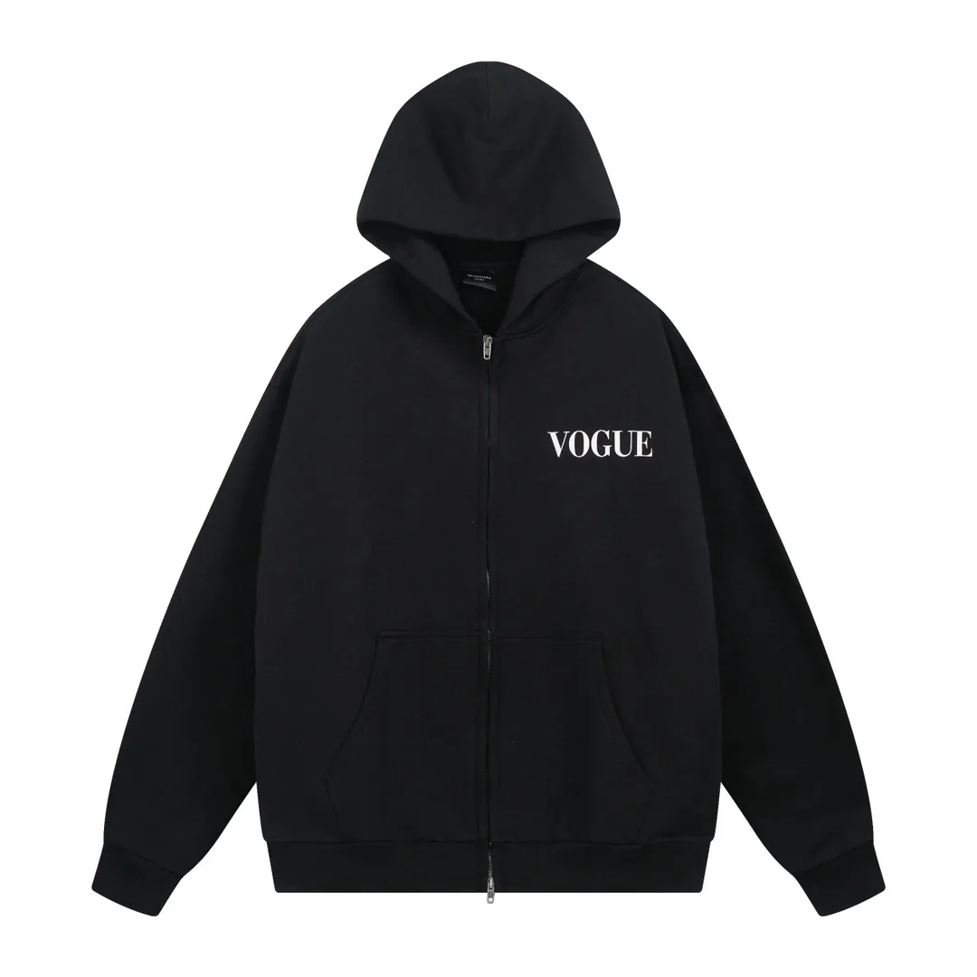 🅿️370 real photos [Top version. Official website quality] BALENCI*GA/Paris. SS24 new Balenciaga Vogue co-branded series. Front and rear LOGO direct-printed hooded sweatshirt. Brick cabinet synchronization. Genuine product developed at the first time, happy to print and compare! The fabric is made of Paris ZP custom-woven and dyed cotton terry sweatshirt. Weighing 460 grams, the cloth surface is clean. The cloth pattern is clear, soft and comfortable. The threads are dyed with no color difference. The printing is made of environmentally friendly imported materials with direct inkjet printing. The pattern letters are clear and the effect is three-dimensional. The version adopts OS loose shoulder style. Same style for men and women. Code: BL238905 Color: black, off-white Size: XS S M L