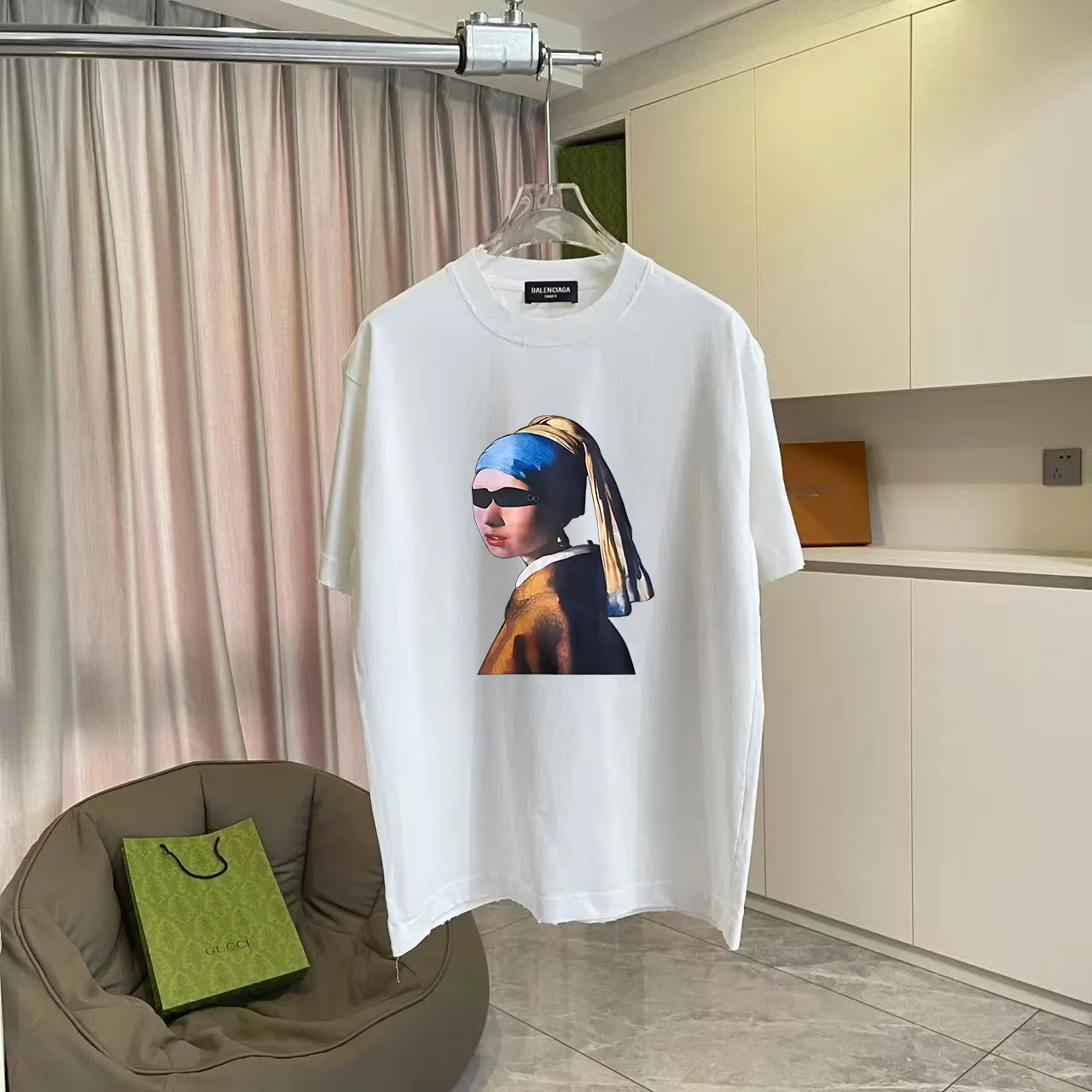 🅿️190 BALENCI*GA Paris 2025 summer new style, washed, distressed, spray-painted, personalized letter logo printing, customized fabric 320g, short-sleeved T-shirt, same style for men and women, size: S M L XL XXL five codes, color: black, white, gradient black, gradient red