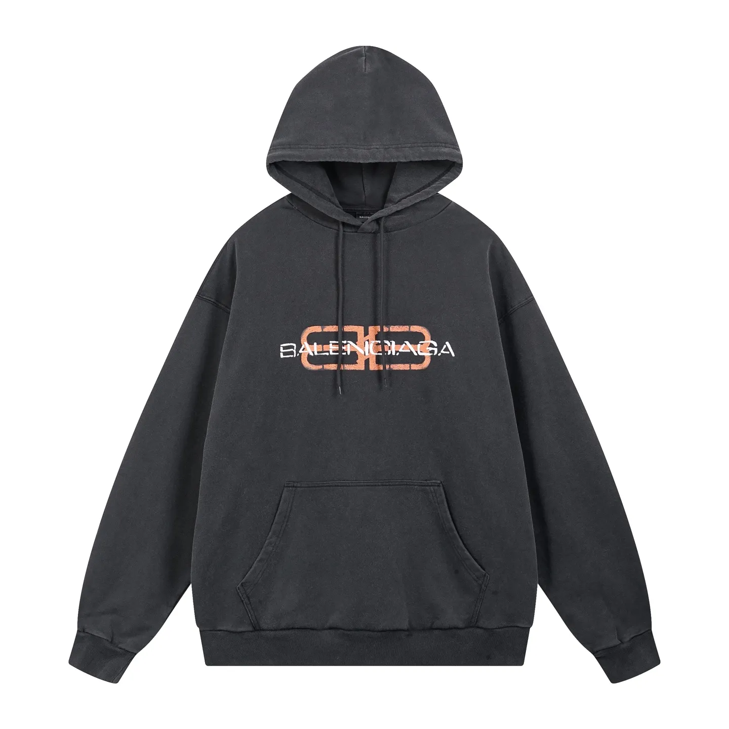 🅿️320 real photos [Top version. Official website quality] BALENCI*GA/Paris.SS25 latest model, Paris new LOGO two-color blur printed washed and distressed hooded sweatshirt. Brick cabinets are synchronized. Genuine products are developed at the first time. Welcome to compare! The fabric is made of Paris ZP custom-woven and dyed cotton sweatshirt. Weighing 460 grams, the cloth surface is clean. The cloth pattern is clear, soft and comfortable. The threads are dyed with no color difference. The printing uses environmentally friendly imported rubber paddles. The letters are clear and the effect is three-dimensional. Garment wash. The version adopts OS loose shoulder design. Same style for men and women. Code: BL259976 Color: washed black Size: XS S M L