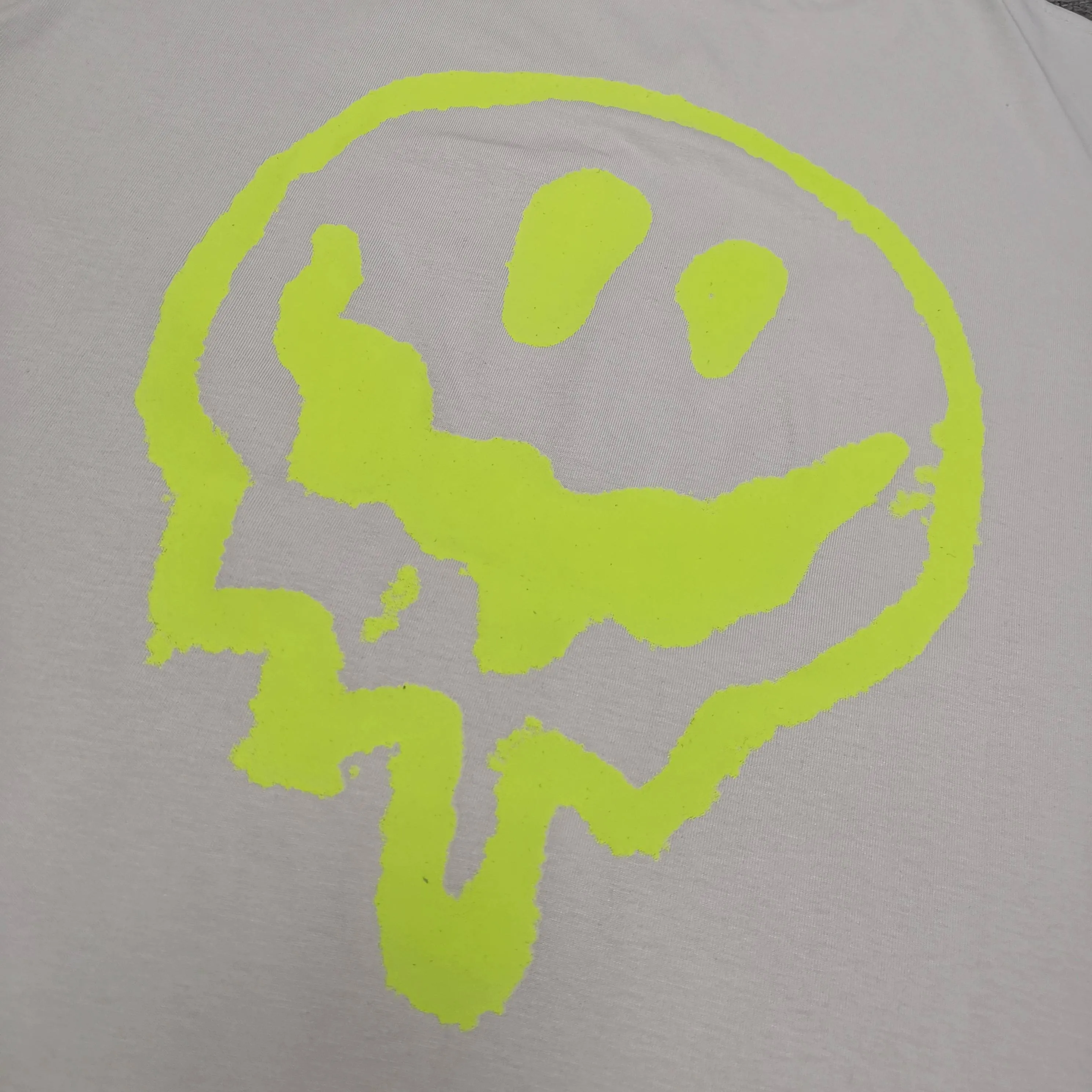 [Top version. Official website quality] BALENCI*GA/25 new style. The front is directly printed with hithg there + dripley art work + luminous effect, aliens are printed on the front, smiley faces are printed on the back, short-sleeved T-shirt with embroidered letters on the right sleeve # SS25 latest style. Research and development at the first time, different market currencies. Comparisons welcome. The fabric is made of Paris ZP custom-woven and dyed cotton double yarn. Weighing 260 grams, the cloth surface is clean. The cloth pattern is clear, soft and comfortable. The threads are dyed with no color difference. Printing adopts computer direct printing. Jubie market currency. Welcome to compare. The version adopts OS loose shoulder design. Same style for men and women. Color: off-white, black, floral gray. Size: XS S M L P260