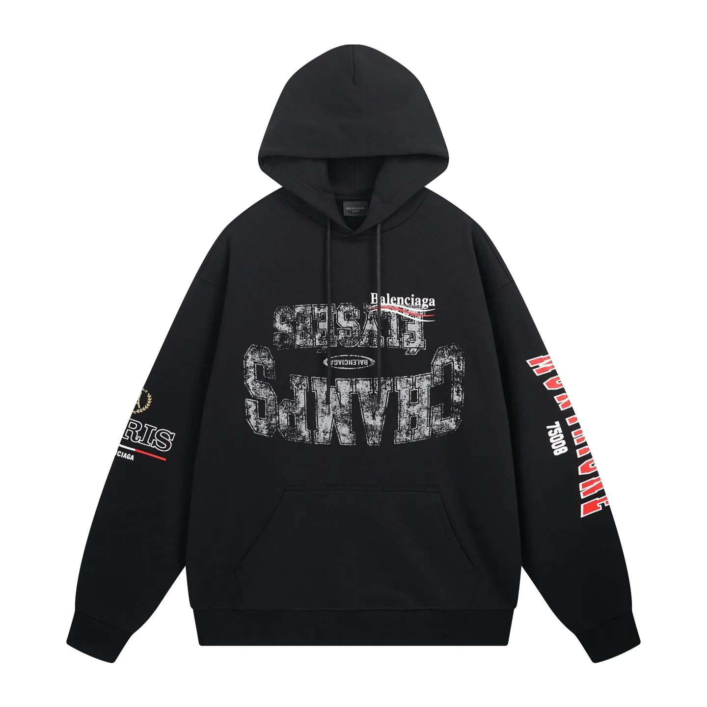 🅿️360 BALENCI*GA Paris' latest Balenciaxx art multi-branded hooded long-sleeved sweatshirt. The front printing uses imported environmentally friendly offset printing. The effect is three-dimensional. Exclusively woven and dyed 460g fabric. Threads are dyed in the same vat with zero color difference. Brick cabinet synchronization. Welcome to compare. Same style for men and women -Color: black white -SIZE: Xs S M L Style No. 8957#