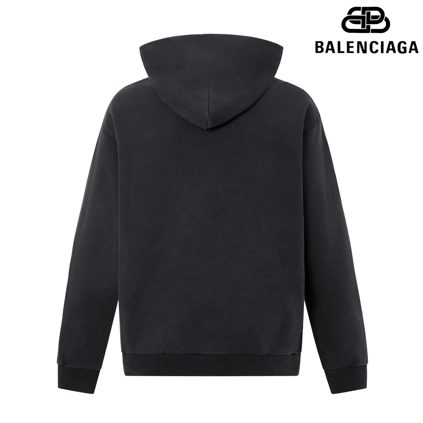 🅿️300 7186# Detailed picture Top version [[BALENCIA*GA] official website quality Paris new 3M artistic letter printed hooded sweatshirt OS version loose dropped shoulders Unisex style Fabric: 480g 100% cotton terry David sweater (garment wash) Process: front panel printing garment wash distressed worn shaping solid color Color: washed black off-white Size: XS S M L