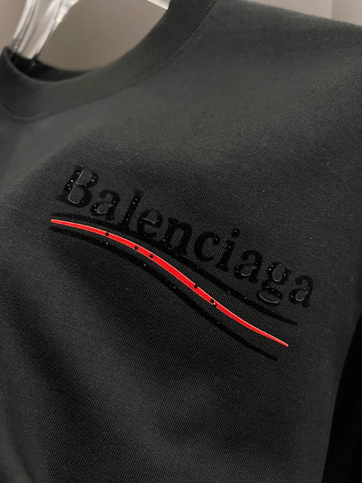 🅿️190 BAL Balenciaga 2025 autumn and winter new short-sleeved T-shirt, classic Coke logo printing + hot diamond process, loose version for men and women, S M L XL XXL, five sizes, color: black, white, Angora red
