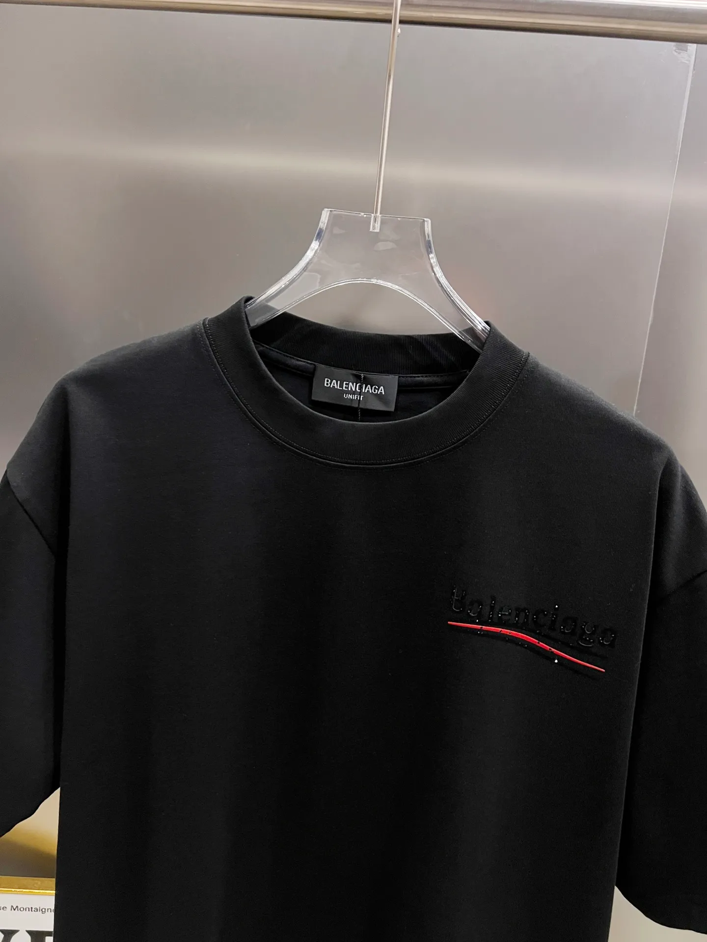 🅿️190 BAL Balenciaga 2025 autumn and winter new short-sleeved T-shirt, classic Coke logo printing + hot diamond process, loose version for men and women, S M L XL XXL, five sizes, color: black, white, Angora red