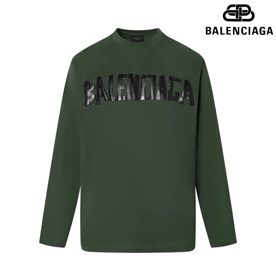 🅿️200 8110# Detailed picture Top version [[BALENCIA*GA] official website quality Paris new yellow tape digital direct spray long-sleeved T-shirt OS version Loose dropped shoulders Unisex fabric: 260g 100% cotton double yarn Process: front and rear digital direct spray Garment wash worn distressed fixed color solid Color: gray blue black white washed blue wine red green Size: XS S M L