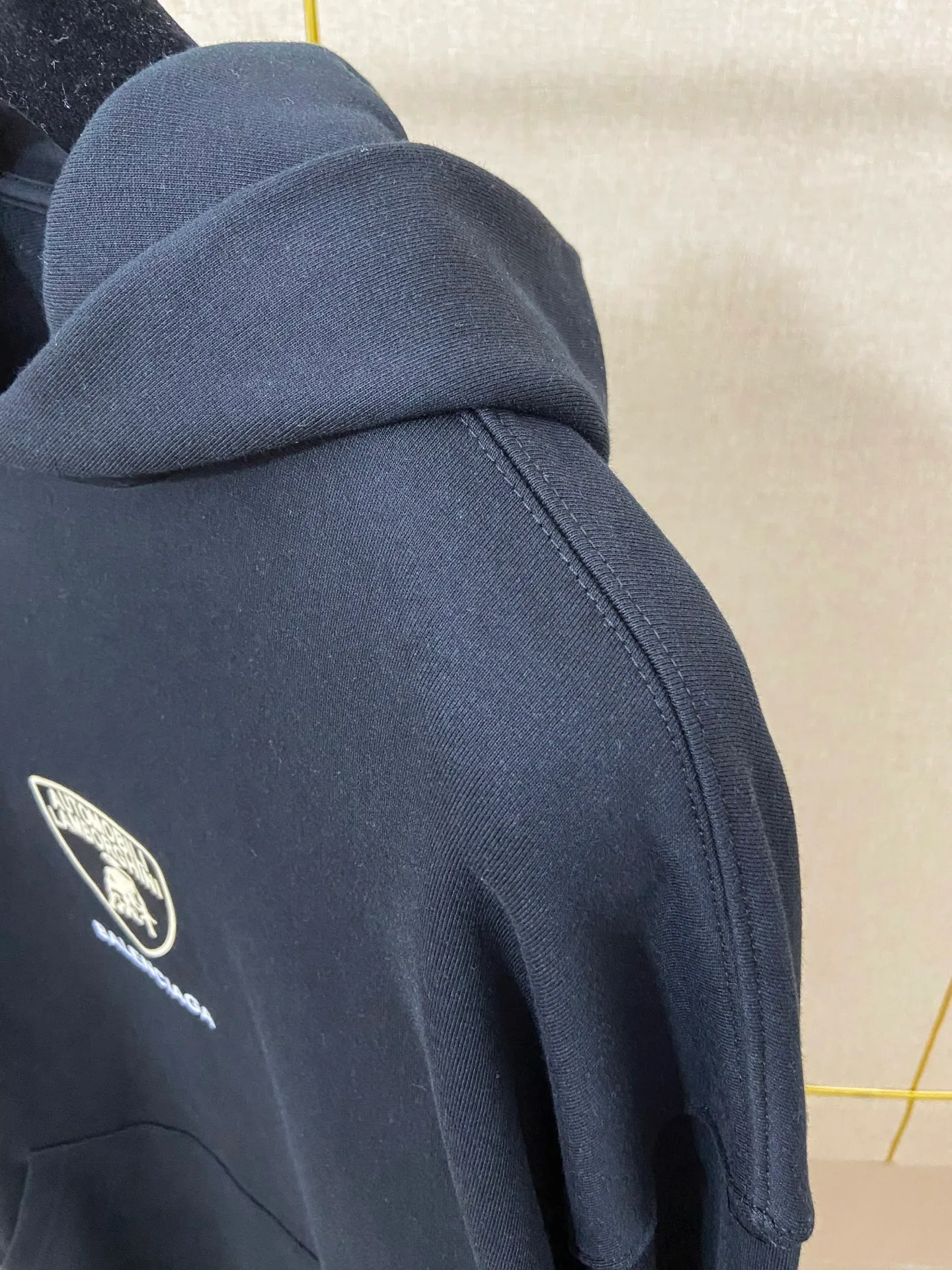 🅿️270 7192# Actual photo top version [[BALENCIA*GA] official website quality Paris new co-branded Lamborghini Lamborghini printed hooded sweatshirt OS version loose dropped shoulders Unisex Fabric: 480g 100% cotton terry sweatshirt Technology: front panel printing Garment washing Shaping solid color Color: black Size: XS S M L