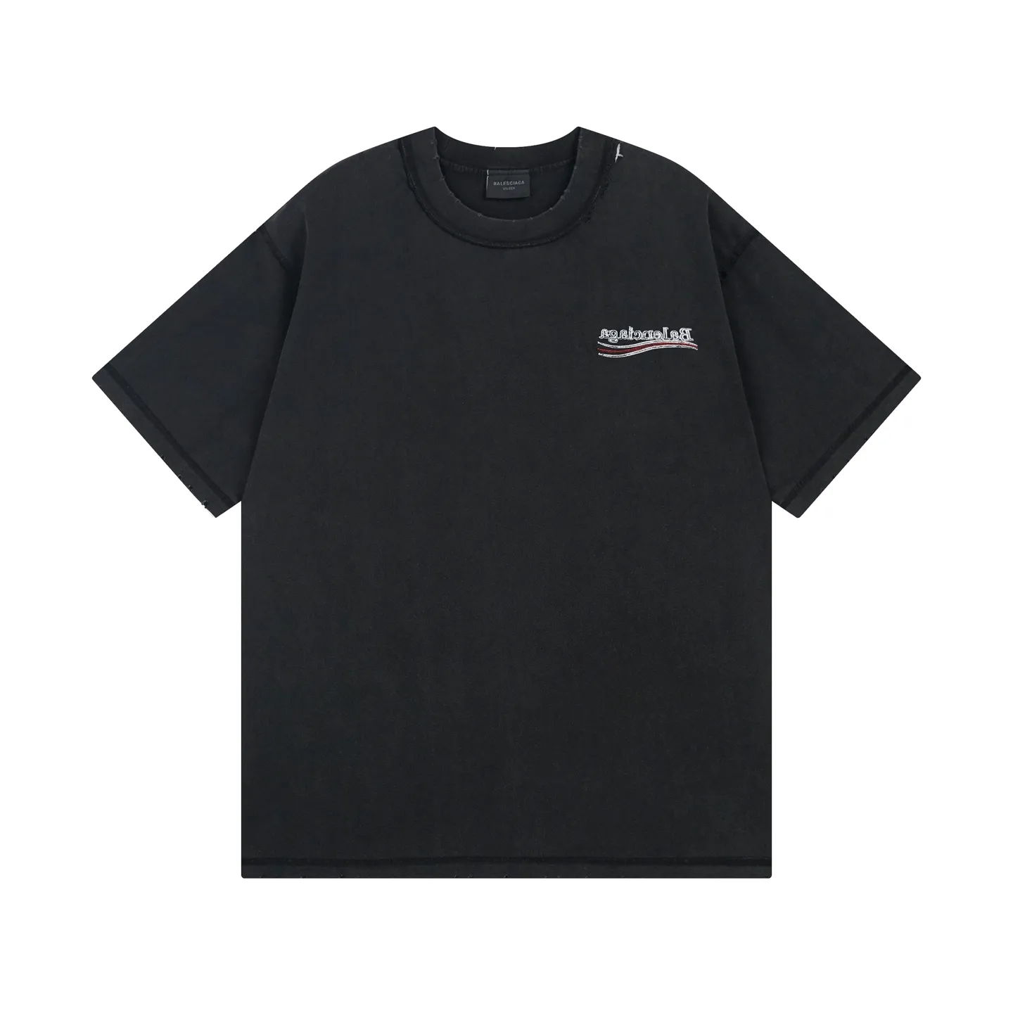 🅿️200 Actual pictures [Top version. Official website quality] BALENCI*GA/Paris #2025 new classic Coke sea spray LOGO reverse embroidery, washed and worn short-sleeved T-shirt, ready-to-wear stitched on the reverse, ready-to-wear washed, full of design sense. Welcome to compare. The fabric is made of Paris ZP custom-woven and dyed cotton double yarn, weight 260 grams, clean cloth surface. Clear cloth pattern, soft and comfortable. The threads are dyed with no color difference. The classic letter LOGO is embroidered on the reverse using an imported Tajima embroidery machine. The effect is three-dimensional. Restore brick cabinet, adopt OS loose shoulder style. Same style for men and women. Code: BL253677 Color: washed black, apricot Size: XS S M L