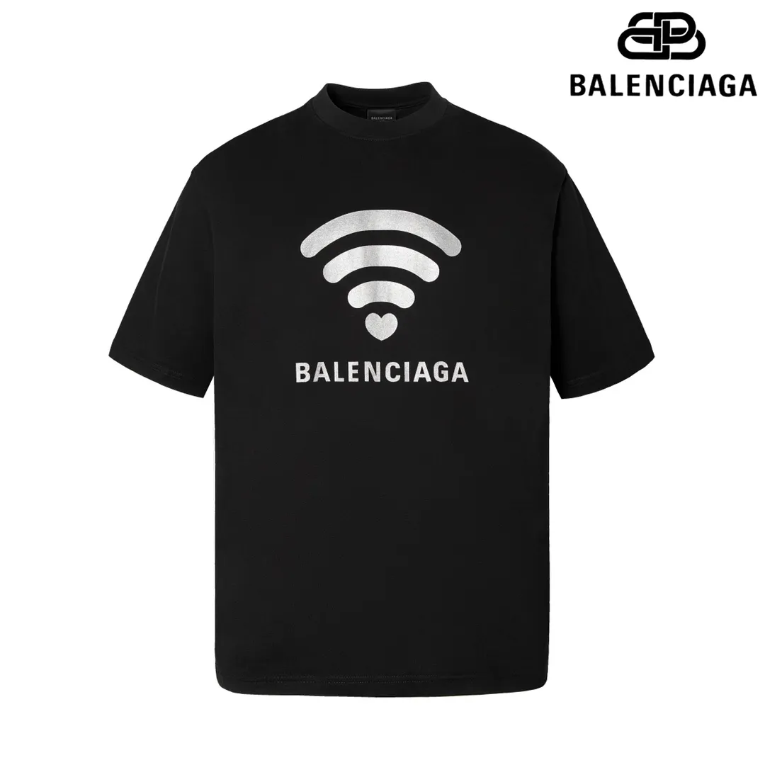 🅿️160 9138# Detailed picture Top version [[BALENCIA*GA] official website quality Paris new Chinese Valentine's Day 520 limited WI-FI catwalk style printed short-sleeved T-shirt OS version Loose dropped shoulders Unisex fabric: 260g 100% cotton double yarn Technology: front reflective printing Garment washing Shaping solid color Color: black white Size: XS S M L