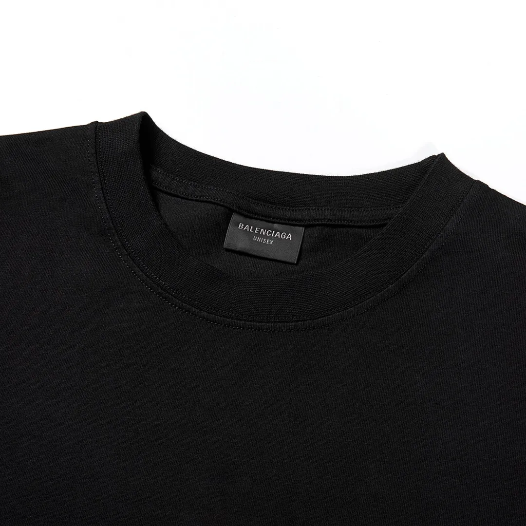 🅿️160 9138# Detailed picture Top version [[BALENCIA*GA] official website quality Paris new Chinese Valentine's Day 520 limited WI-FI catwalk style printed short-sleeved T-shirt OS version Loose dropped shoulders Unisex fabric: 260g 100% cotton double yarn Technology: front reflective printing Garment washing Shaping solid color Color: black white Size: XS S M L