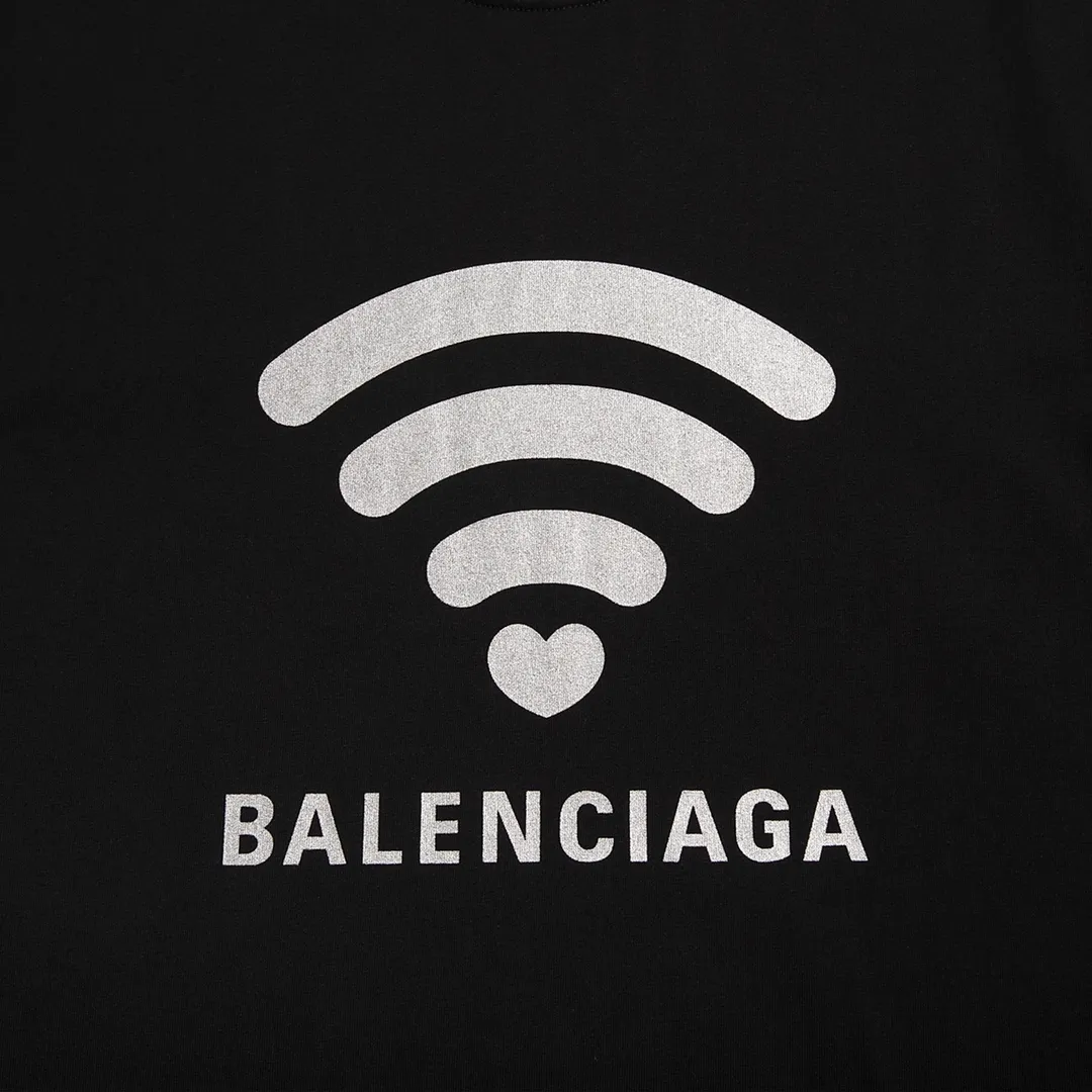 🅿️160 9138# Detailed picture Top version [[BALENCIA*GA] official website quality Paris new Chinese Valentine's Day 520 limited WI-FI catwalk style printed short-sleeved T-shirt OS version Loose dropped shoulders Unisex fabric: 260g 100% cotton double yarn Technology: front reflective printing Garment washing Shaping solid color Color: black white Size: XS S M L
