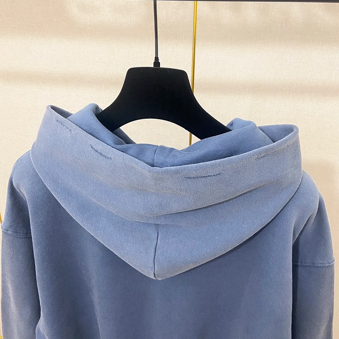 🅿️340 real photos Top version [BALENCIA*GA] Official website quality Paris' new Paris Eiffel Tower series hooded sweatshirt OS version Loose dropped shoulders Unisex style Fabric: 480g 100% cotton terry David sweater Technology: Front white ink direct spray Garment wash Frayed Distressed Fixed color Color: Washed blue Pink Size: XS S M L