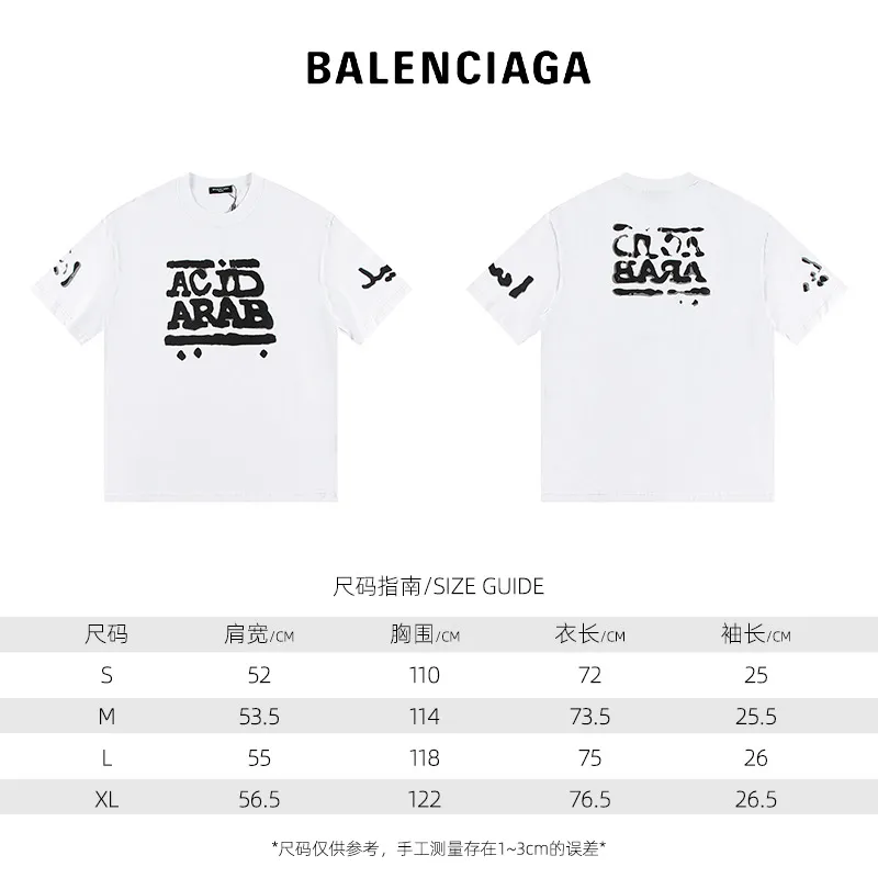 🅿️150 Style: 2026 new Balenciaga short-sleeved T-shirt Material: High version 300g double yarn combed cotton Size: S～XL Color: White Style number: H1038