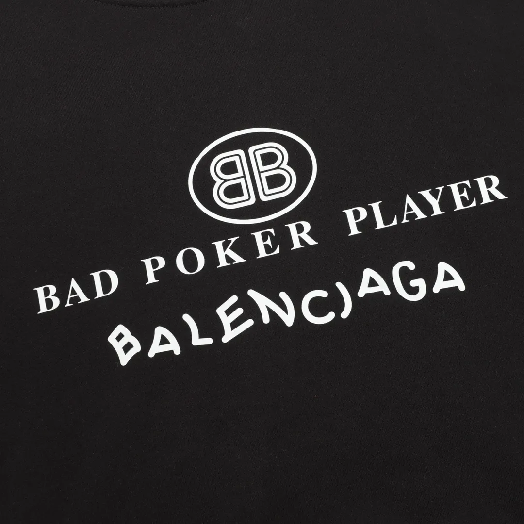 🅿️500 Balenciaga 25FW Poker letter round neck sweatshirt 480g high-grade combed cotton fabric Counter collar label Purchasing grade white thick plate hang tag Original hanging grain Three-dimensional foam printing on the front and back Strong sense of layering Same style for men and women Couple style Oversize version Loose Size: S-XL