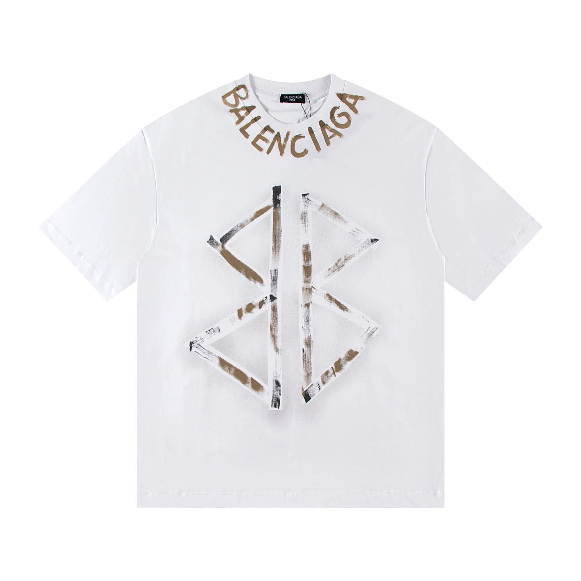 🅿️170 Style: 2026 new Balenciaga hand-painted short-sleeved T-shirt Material: High version 300g double yarn combed cotton Size: S～XL Color: White Style number: H0101