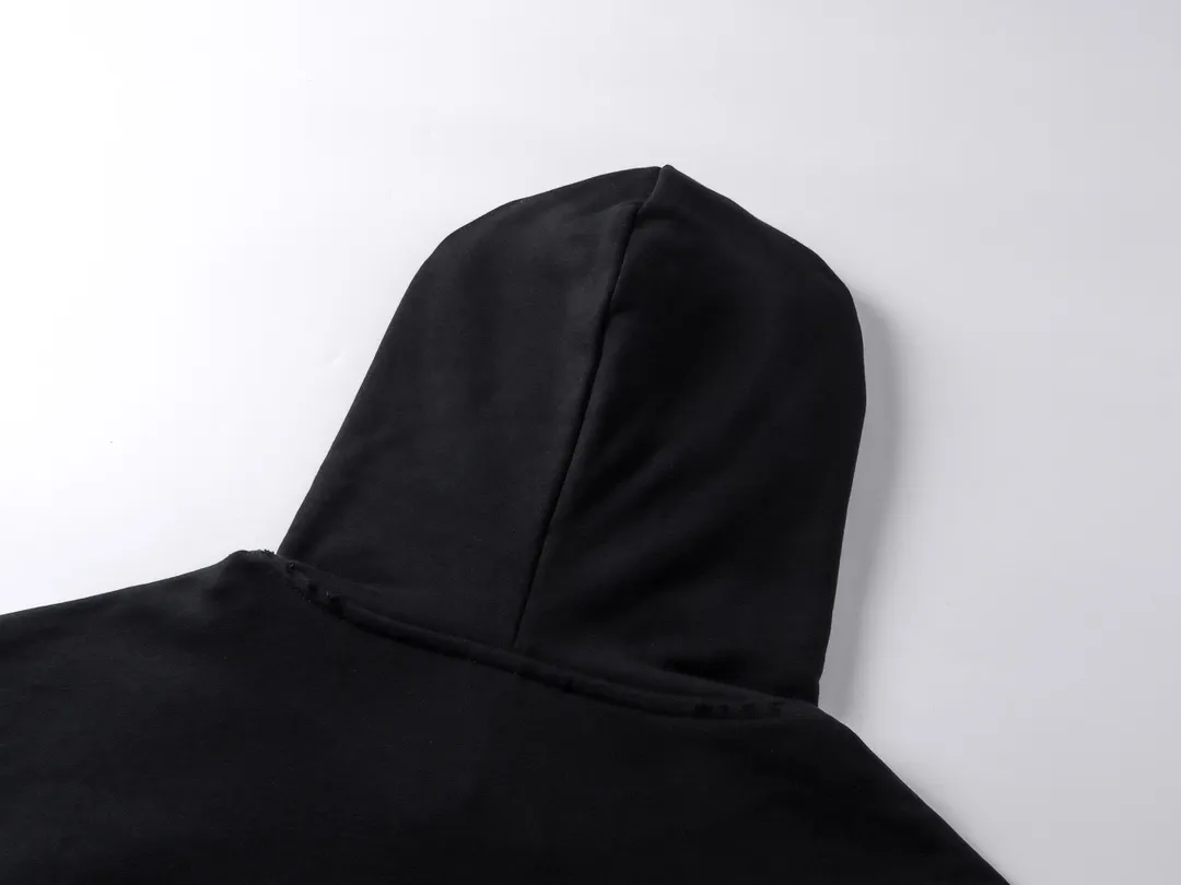 🅿️340 real photos [Top version. Official website quality] BALENCI*GA/Paris. 2024 latest front 3B mud hand-painted washed and distressed hooded sweatshirt. Brick cabinet synchronization. ⚠️Difference market currency. YB development. Worn. Hand-painted consistent with ZP. The fabric is made of Paris ZP custom-woven and dyed cotton terry sweatshirt. The weight is 460 grams, the cloth surface is clean. The cloth pattern is clear, soft and comfortable. The threads are dyed with no color difference. Ready-made garments are hand-painted, spray-painted, worn, distressed, and extra heavy-duty. Comparisons welcome. The version adopts OS loose shoulder design. Same style for men and women. Code: BL238913 Color: black blue Size: XS. S. M. L