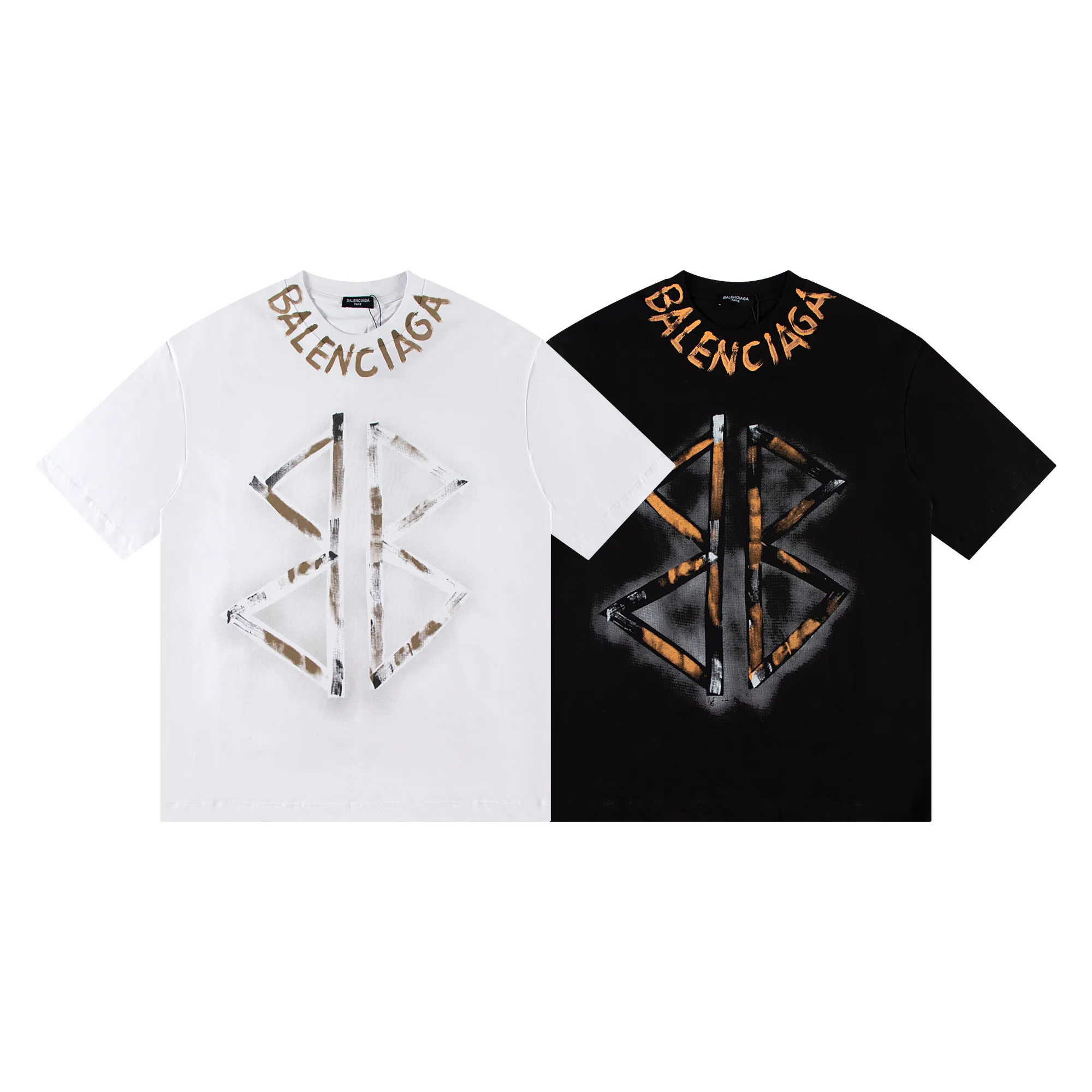 🅿️170 Style: 2026 new Balenciaga hand-painted short-sleeved T-shirt Material: High version 300g double yarn combed cotton Size: S～XL Color: Black Style number: H0101