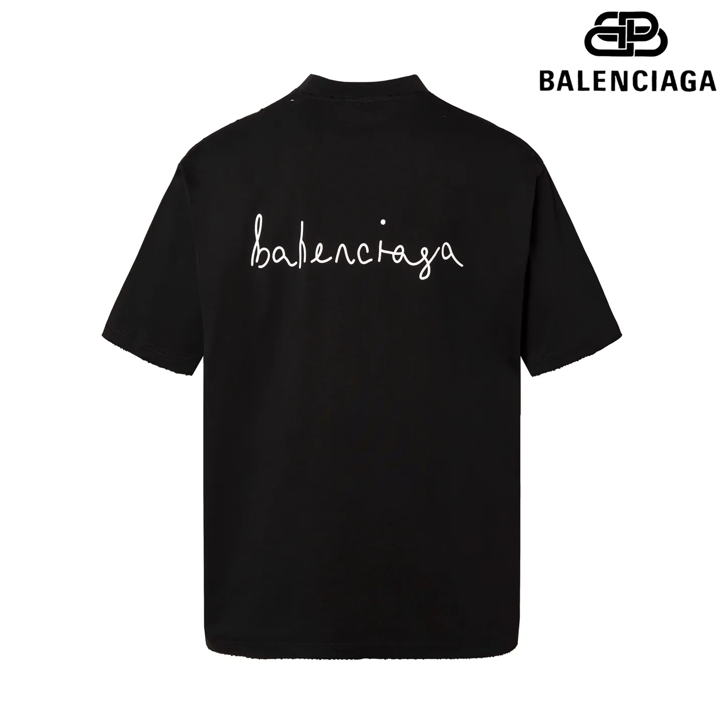 🅿️180 9159# Detailed picture Top version [[BALENCIA*GA] official website quality Paris's new Chinese Valentine's Day limited love LOGO printed short-sleeved T-shirt OS version Loose dropped shoulders Unisex style Fabric: 280 grams 100% cotton double yarn (three washing processes) Process: front and rear panel printing Garment wash Frayed Distressed Shape solid Color: Black Pink Size: XS S M L