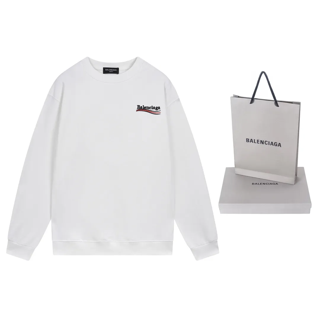 🅿️240 Detailed picture [Top version. Official website quality] BALENCI*GA/Paris #Classic style. Coke embroidered round neck sweatshirt. The fabric is made of Paris ZP custom-woven and dyed cotton sweatshirt. The weight is 450 grams. The cloth surface is clean. The cloth pattern is clear, soft and comfortable. The threads are dyed with no color difference. The classic pattern embroidery uses an imported embroidery machine, and the embroidery thread color is embroidered according to the original color. It is produced according to the pictures in the Jubie market. The letters are clear. The three-dimensional effect is strong. The version adopts the OS loose shoulder version. The same style for men and women. Coding: BL235565 Color: black, white, dark gray, blue, off-white Size: XS S M L