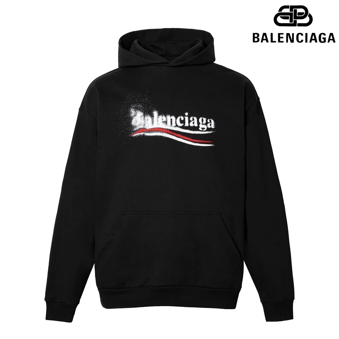 🅿️270 Detailed picture Top version [BALENCIA*GA] Official website quality Paris's new fuzzy cola print hooded sweatshirt OS version Loose dropped shoulders Unisex style Fabric: 480g 100% cotton terry sweatshirt Technology: Front panel digital direct printing Garment wash Shaping Solid color Color: Black blue off-white Size: XS S M L