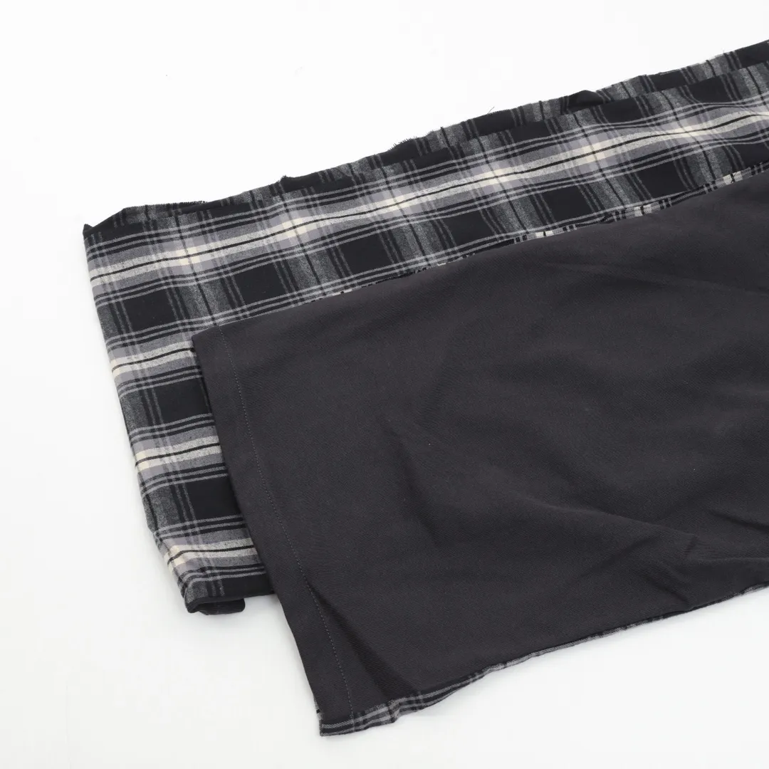 🅿️700 Balenciaga plaid spliced ​​trousers 🔥Top version🔥Balenciaga plaid fabric spliced ​​pure cotton terry black pattern gray sweatshirt fabric. Washed and nostalgic. Soft feel. Loose version. Versatile trousers. Same style for men and women. Size: XS-L