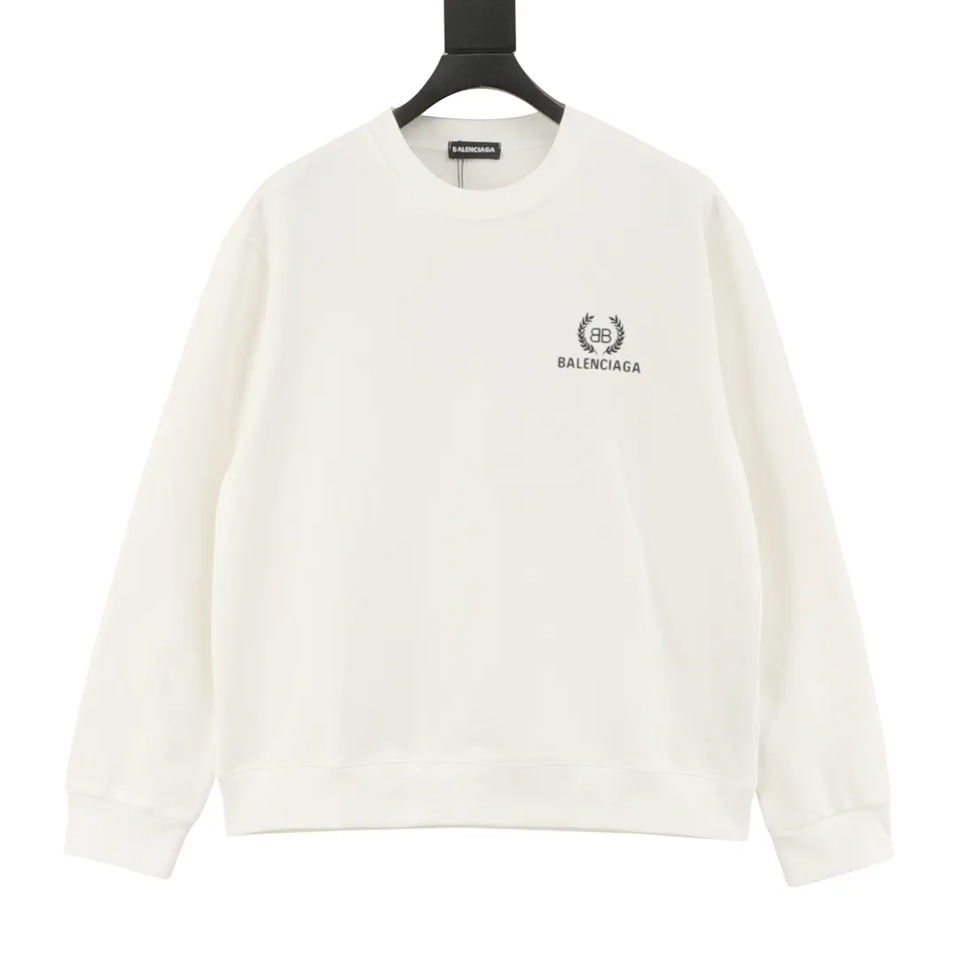🅿️500 Balenciaga 25FW wheat ear round neck sweatshirt 480g high-grade combed cotton fabric counter collar label purchase-grade white thick plate hangtag original hanging grain three-dimensional foam printing on the front and back with strong layering Uniform style for men and women Couple style oversize version loose Size: S-XL