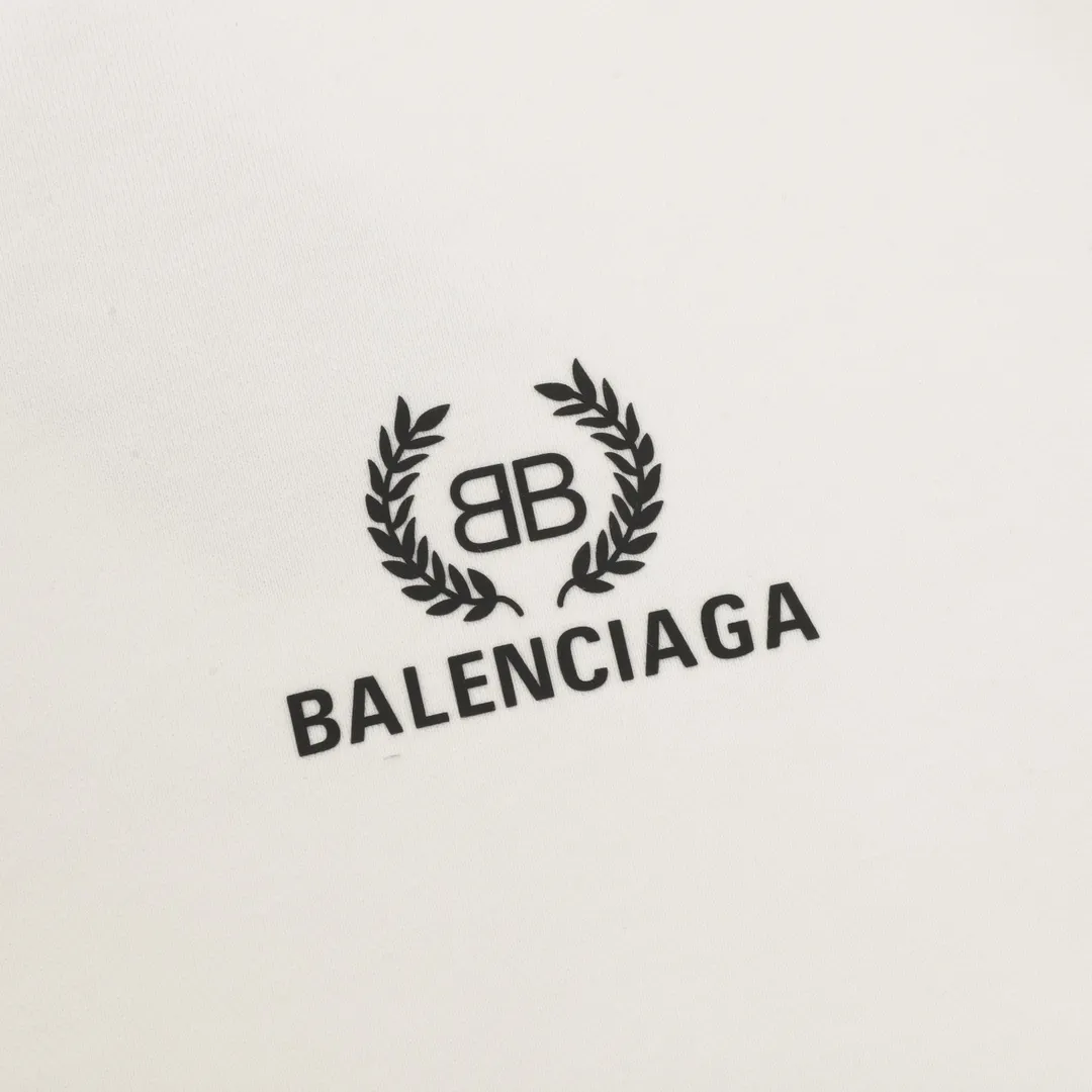 🅿️500 Balenciaga 25FW wheat ear round neck sweatshirt 480g high-grade combed cotton fabric counter collar label purchase-grade white thick plate hangtag original hanging grain three-dimensional foam printing on the front and back with strong layering Uniform style for men and women Couple style oversize version loose Size: S-XL