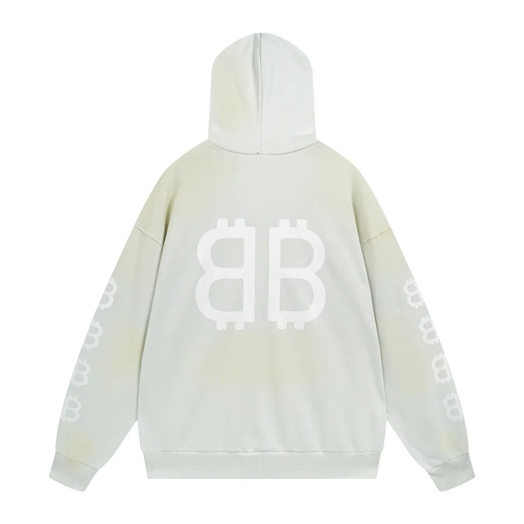 🅿️356 Detailed Pictures [Top version. Official website quality] BALENCI*GA/Paris. 2023 latest mud hand-painted frayed washed and distressed long-sleeved hooded sweatshirt. The brick cabinets are synchronized. ⚠️ Differentiate the market currency. Developed by YB. The color is black and blue. Worn. The hand-painted is consistent with ZP, ‼ ️The fabric is made of Paris ZP custom-woven and dyed cotton sweatshirt. The weight is 450 grams. The cloth surface is clean. The cloth pattern is clear, soft and comfortable. The threads are dyed with no color difference. Ready-made garments are hand-painted, worn, and distressed, with heavy craftsmanship. Comparisons welcome. The version adopts OS loose shoulder design. Same style for men and women. Code: BL238003 Color: black blue, off-white, blue Size: XS S M L