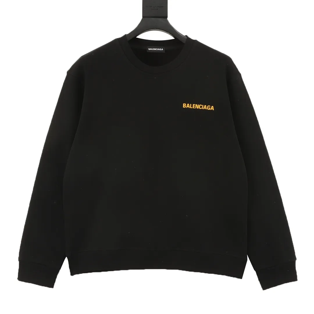 🅿️500 Balenciag 25FW round neck sweatshirt with small letters, 480g high-grade combed cotton fabric, counter collar label, purchasing grade white thick plate hang tag, original hanging grain, three-dimensional foam printing on the front and back, strong layering, same style for men and women, couple style, oversize version, loose size: S-XL