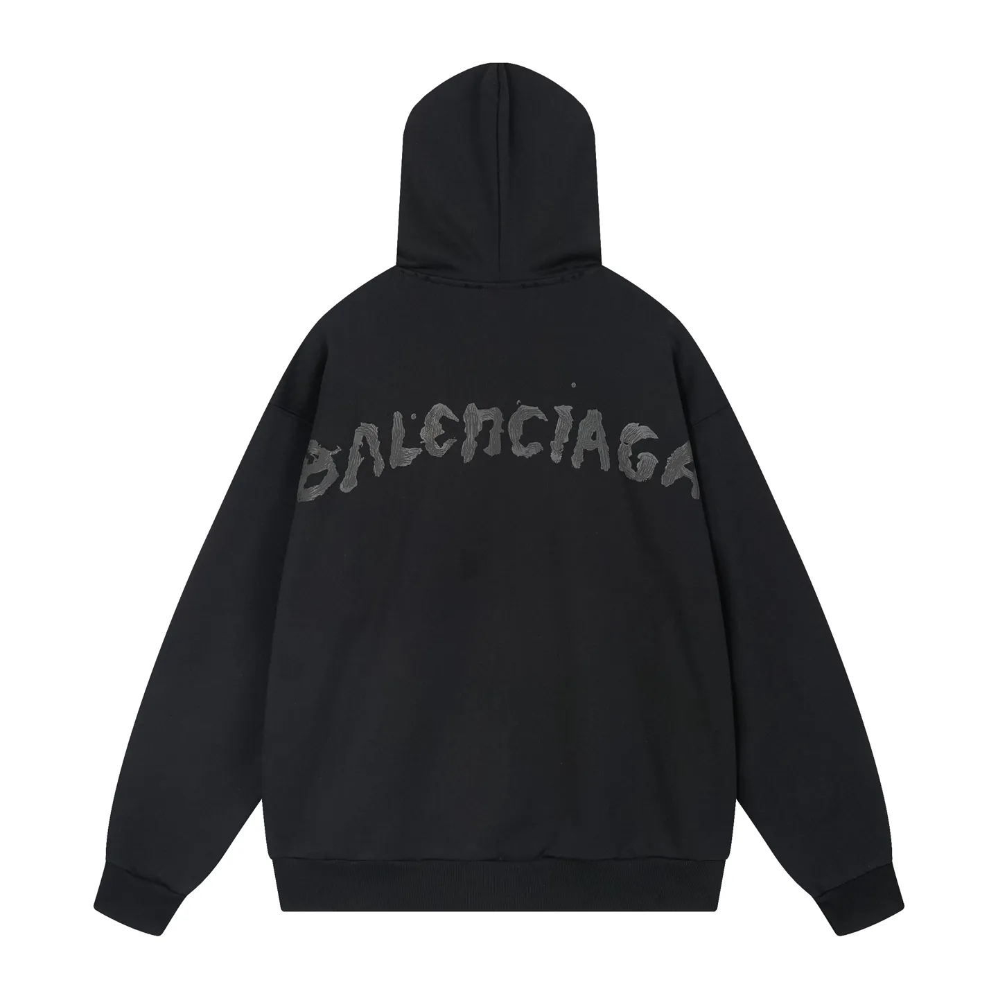🅿️370 photos [Top version. Official website quality] BALENCI*GA/Paris.SS25 latest model classic LOGO sludgy print on the back, washed and worn, zipper cardigan hooded sweatshirt. The garments are washed and aged. The brick cabinets are synchronized. The authentic product is developed at the first time. The fabric is made of Paris ZP custom-woven and dyed cotton sweatshirt. The weight is 460 grams, the cloth surface is clean, the texture is clear, and there is no color difference. The printing is made of genuine glue and has a three-dimensional effect. The version adopts OS loose shoulder design. Same style for men and women. Code: BL259933 Color: Black Size: XS S M L
