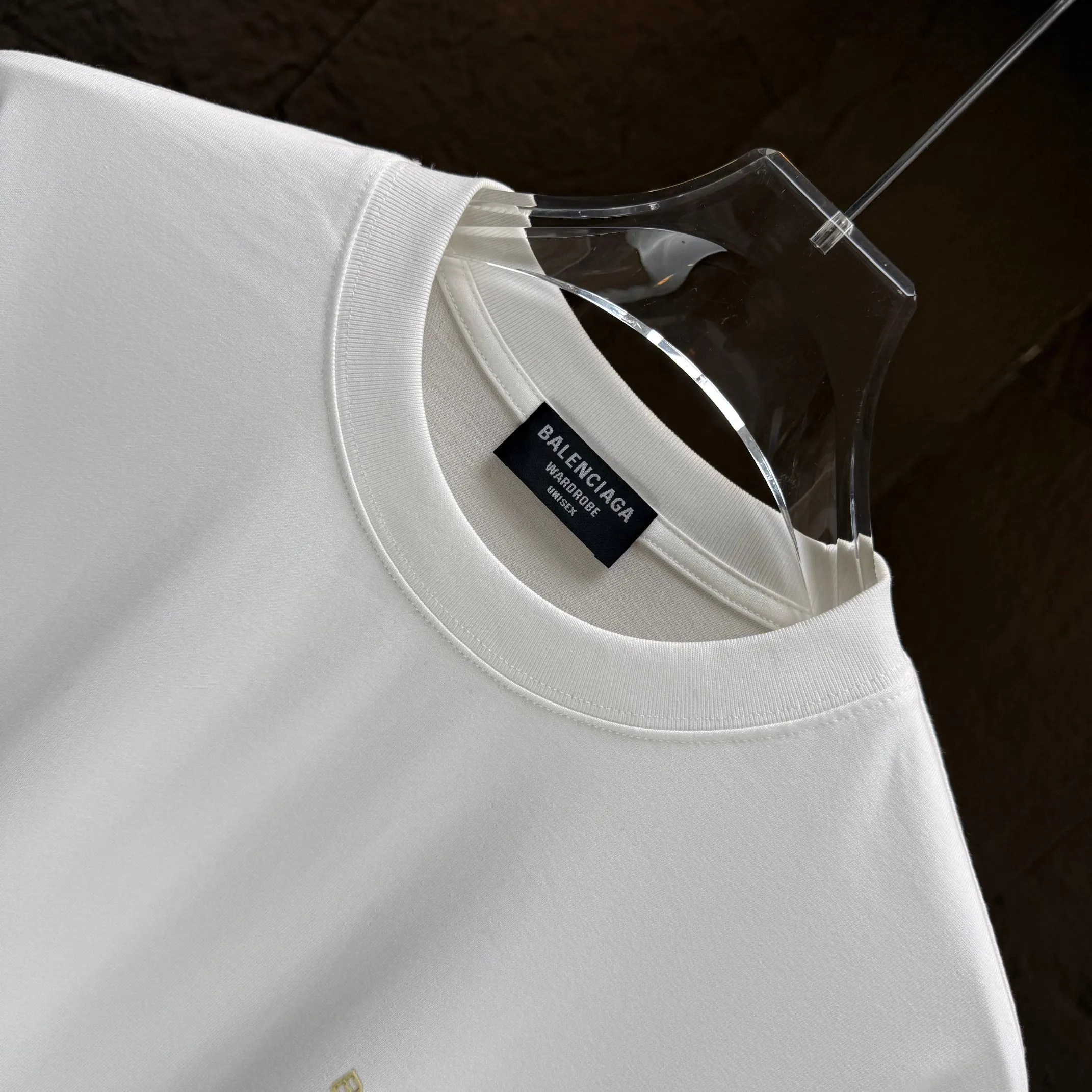 🅿️240 BALENC* Paris* 2025 autumn and winter new thick long-sleeved T-shirt 320g pure cotton letter logo flocking Color: black white night blue code number: S M L XL