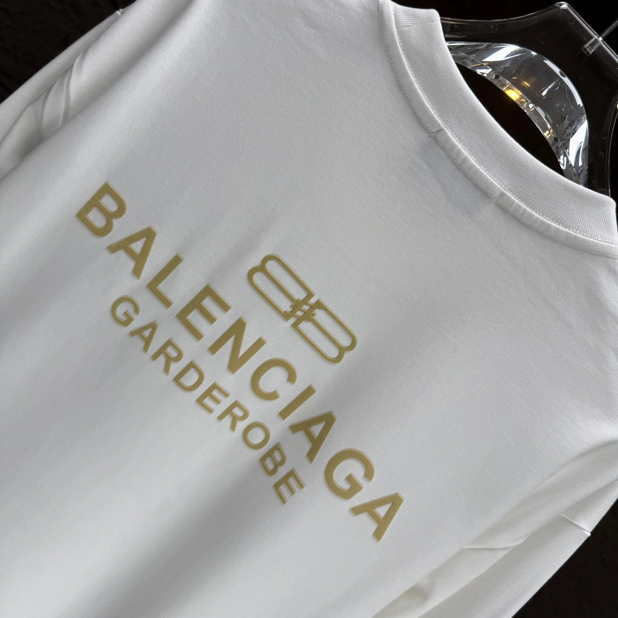 🅿️240 BALENC* Paris* 2025 autumn and winter new thick long-sleeved T-shirt 320g pure cotton letter logo flocking Color: black white night blue code number: S M L XL