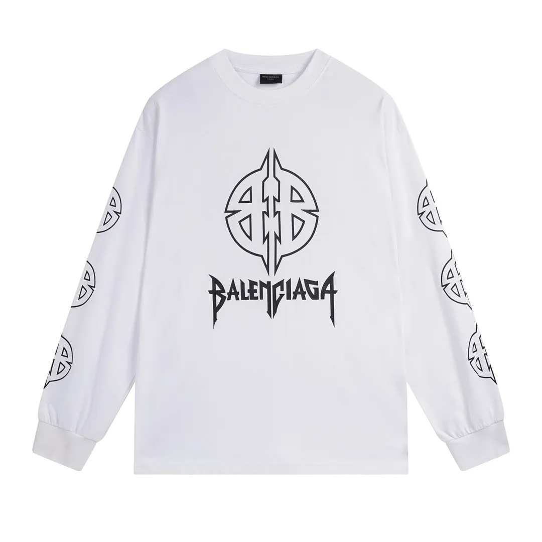 🅿️210 Detailed pictures [Top version. Official website quality] BALENCI*GA/Paris. 2024 new style. Classic LOGO cracked printed long-sleeved T-shirt. Brick cabinet synchronization. Genuine product developed at the first time, enjoy printing and comparison! The fabric is made of Paris ZP custom-woven and dyed cotton with double yarns and compact cotton. The weight is 260 grams. The cloth surface is clean. The cloth pattern is clear, soft and comfortable. The threads are dyed with no color difference. The classic printing is made of environmentally friendly imported materials, and the letters are cracked and printed. The letters are clear and the effect is three-dimensional. Restored brick cabinet. Ready-made clothes are washed and distressed, different market currency, welcome to compare, the version adopts OS loose shoulder version. Same style for men and women Coding: BL225027 Color: dark blue gray, white Size: XS S M L