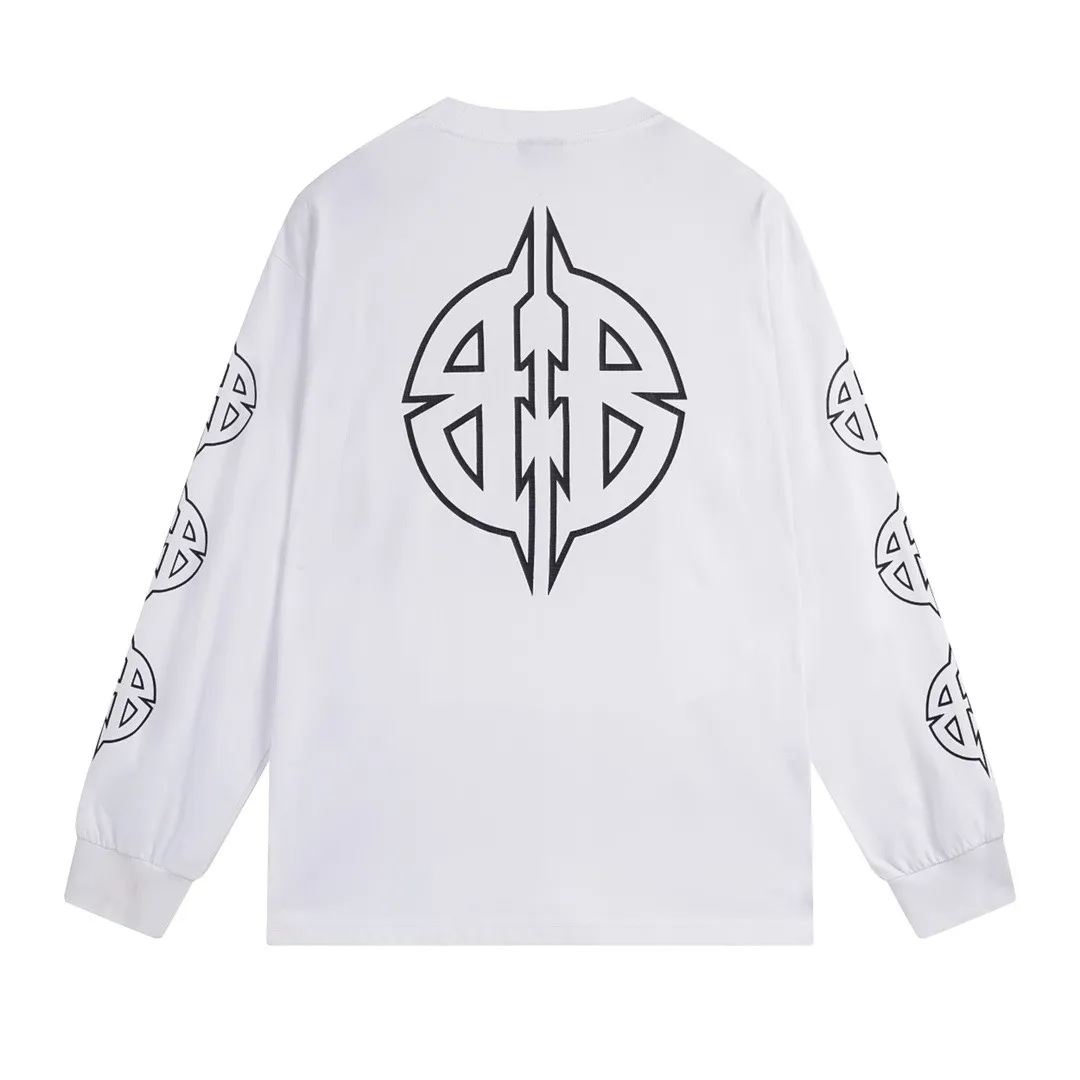 🅿️210 Detailed pictures [Top version. Official website quality] BALENCI*GA/Paris. 2024 new style. Classic LOGO cracked printed long-sleeved T-shirt. Brick cabinet synchronization. Genuine product developed at the first time, enjoy printing and comparison! The fabric is made of Paris ZP custom-woven and dyed cotton with double yarns and compact cotton. The weight is 260 grams. The cloth surface is clean. The cloth pattern is clear, soft and comfortable. The threads are dyed with no color difference. The classic printing is made of environmentally friendly imported materials, and the letters are cracked and printed. The letters are clear and the effect is three-dimensional. Restored brick cabinet. Ready-made clothes are washed and distressed, different market currency, welcome to compare, the version adopts OS loose shoulder version. Same style for men and women Coding: BL225027 Color: dark blue gray, white Size: XS S M L