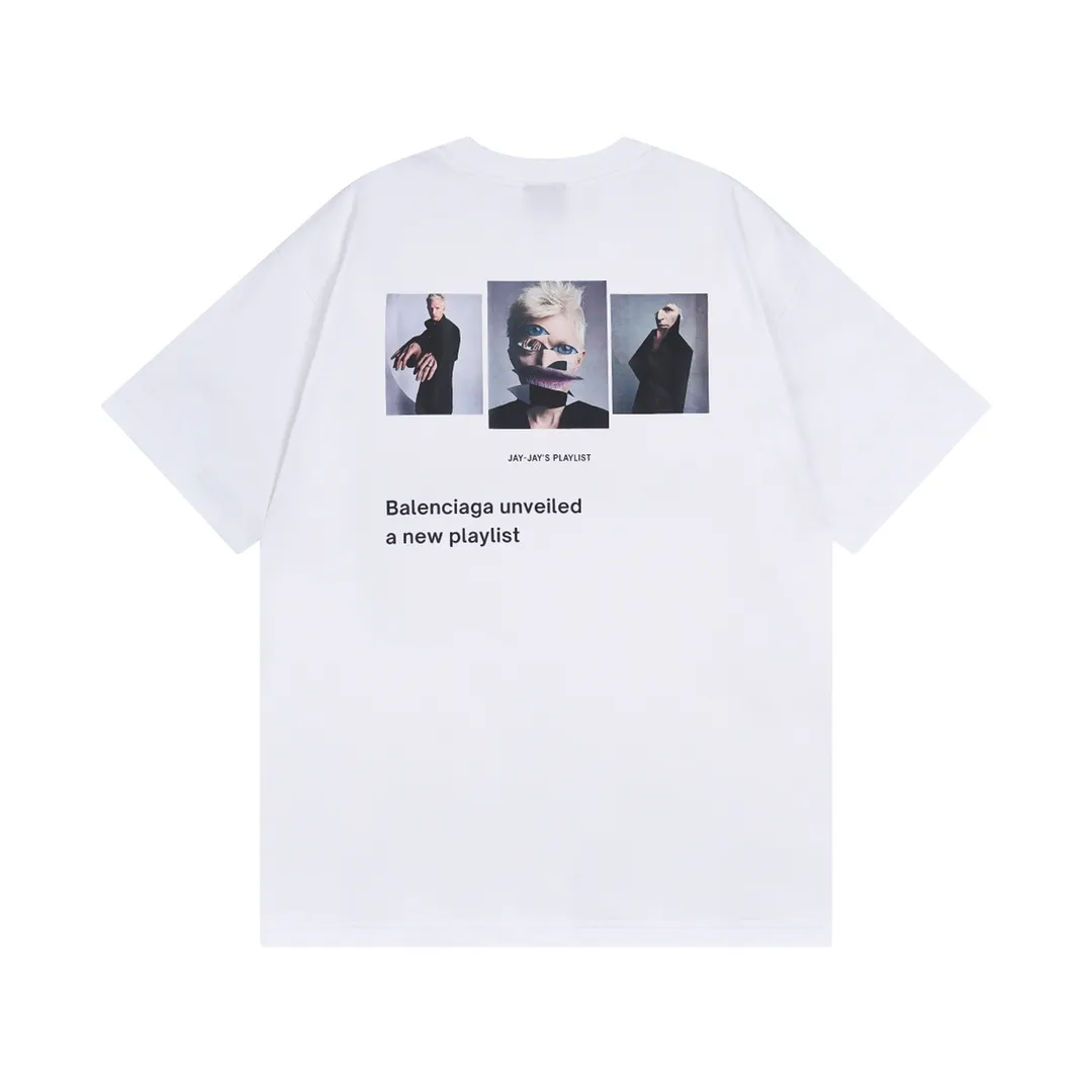 🅿️180 detailed pictures [Top version. Official website quality] BALENCI*GA/Paris. 2024 new style. Front and rear white ink direct-printed short-sleeved T-shirts, brick cabinet synchronization. Genuine product developed at the first time, enjoy printing and comparison! The fabric is made of Paris ZP custom-woven and dyed cotton double yarn. Weighing 260 grams, the cloth surface is clean. The cloth pattern is clear, soft and comfortable. The threads are dyed with no color difference. The classic LOGO uses environmentally friendly imported materials and is directly sprayed with white ink. The letters are clear and the effect is three-dimensional. Restore the brick cabinet. Welcome to compare, the version adopts the OS loose shoulder version. Same style for men and women. Code: BL223320 Color: black, white, size: XS to L