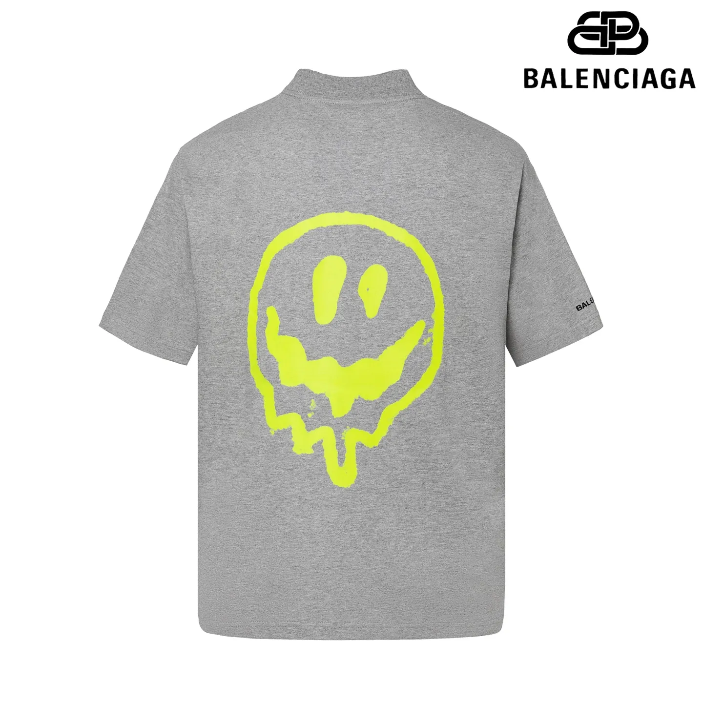 🅿️180 9196# Detailed picture Top version [[BALENCIA*GA] official website quality Paris new front panel alien back panel smiley face printed luminous effect short-sleeved T-shirt OS version loose dropped shoulders Unisex fabric: 260 grams 100% cotton double yarn Technology: front and rear digital direct injection Right sleeve embroidery Garment wash Shape solid color Color: black off-white floral gray Size: XS S M L