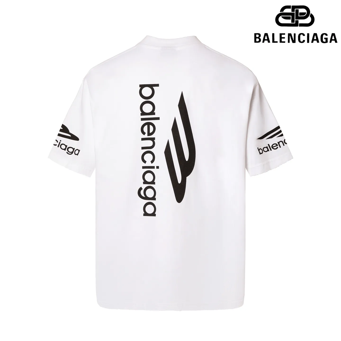 🅿️170 9187# Detailed picture Top version [[BALENCIA*GA] official website quality Paris new ski series 3M artistic letter LOGO printed short-sleeved T-shirt OS version loose dropped shoulders Unisex style Fabric: 260 grams 100% cotton double yarn Technology: front and rear panels left and right sleeve printing Garment wash spray painting worn distressed shaping solid color Color: black white Red (red has different craftsmanship and different prices) Size: XS S M L