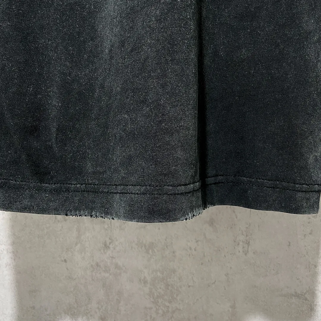 🅿️180 9126# Actual photo top version [[BALENCIA*GA] official website quality Paris new co-branded SEENOWBUYNOW diamond short-sleeved T-shirt OS version loose dropped shoulders Uniform style for men and women Fabric: 260g 100% cotton double yarn Process: front and rear left and right sleeve printing Garment washed, worn, distressed, fixed color Color: washed black, washed blue, white Size: XS S M L