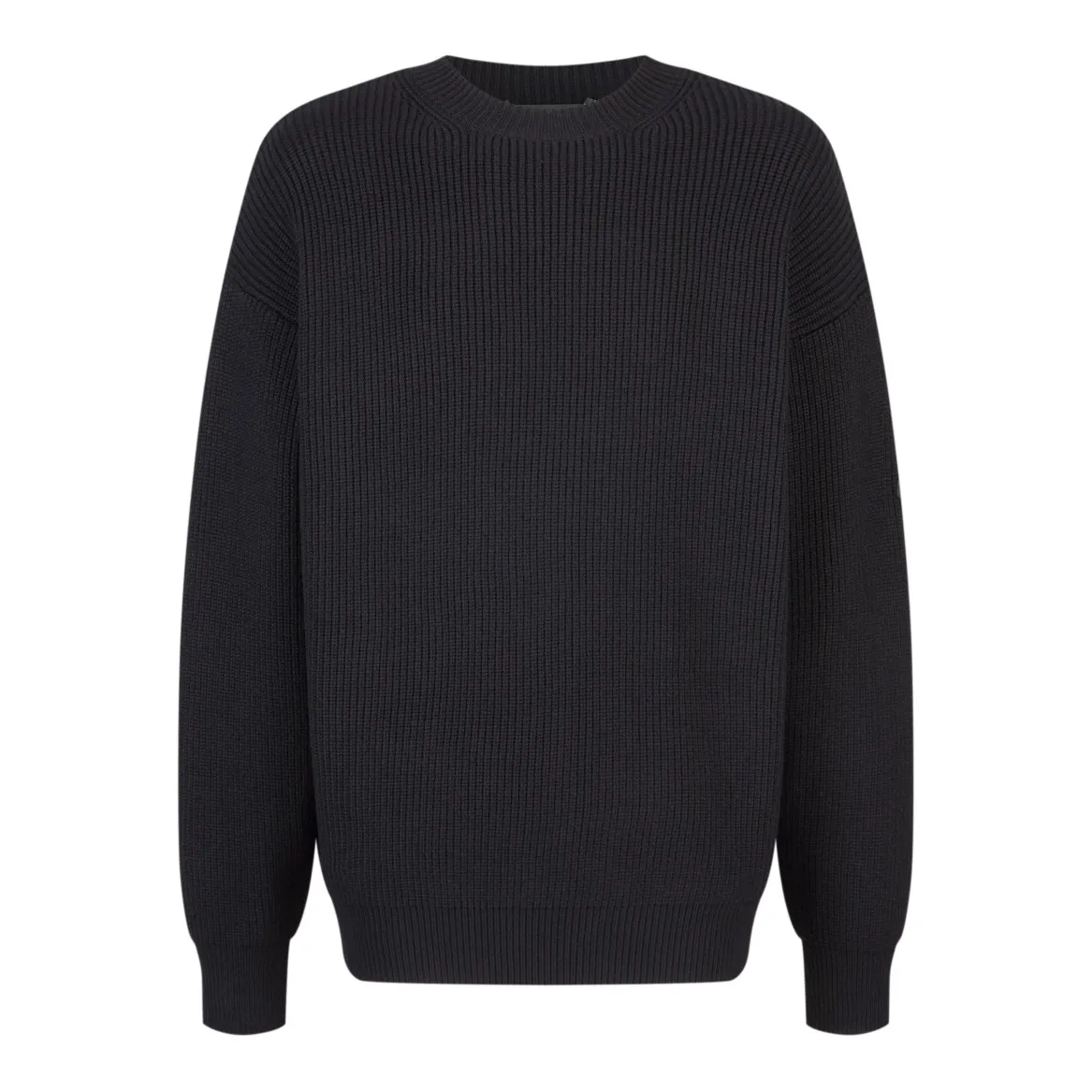 🅿️480 [Exclusive supply] BLCG sleeve arm silicone leather label crew neck sweater (black) The fabric is made of big brand yarn, and the fabric composition is 90% cotton, 10% wool. The fabric pattern is stiff. The high cotton content can make the clothes droop and restore the original effect. The 10% wool content can fully tighten the fabric density and make the clothes achieve a certain degree of warmth. The leather label is made of natural silicone material. The original white fonts in the label are molded and customized, and the size is consistent with the original. This style is made of wool blend fabric, round neck, long sleeves, sleeves decorated with logo art silicone work, 90 wool 10% cotton spandex decorative parts. Size:S-M-L-XL