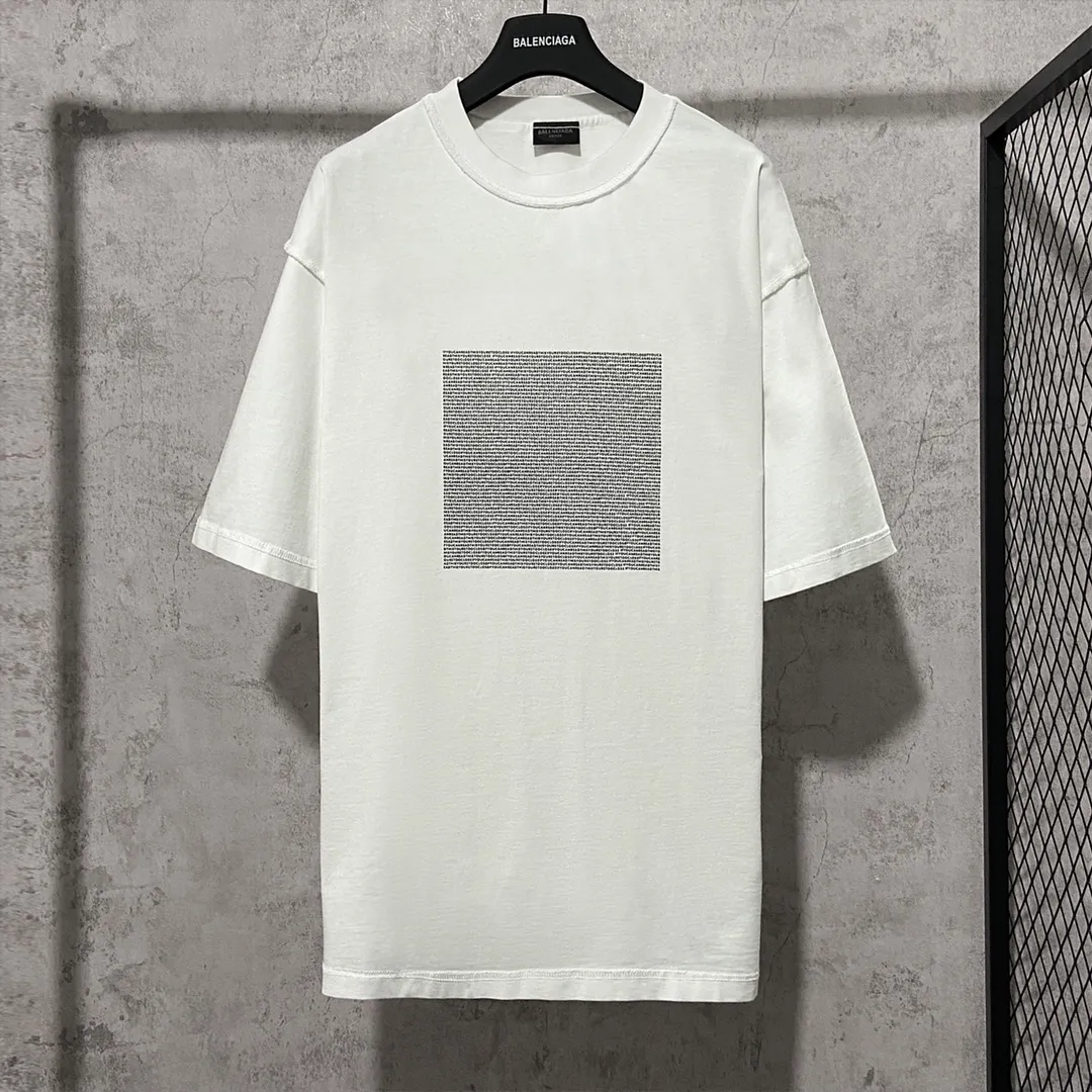 🅿️160 9136# Actual photo top version [[BALENCIA*GA] official website quality Paris new joint GENERATED series reverse stitched short-sleeved T-shirt OS version loose dropped shoulders Unisex fabric: 260g 100% cotton double yarn Process: front panel 3D three-dimensional silicone heat transfer reverse stitching garment wash shaping solid color Color: black white Size: XS S M L