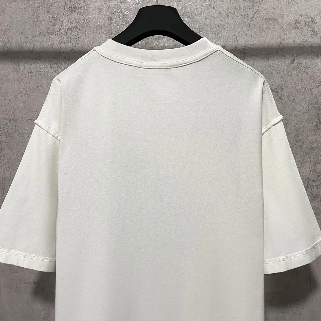 🅿️160 9136# Actual photo top version [[BALENCIA*GA] official website quality Paris new joint GENERATED series reverse stitched short-sleeved T-shirt OS version loose dropped shoulders Unisex fabric: 260g 100% cotton double yarn Process: front panel 3D three-dimensional silicone heat transfer reverse stitching garment wash shaping solid color Color: black white Size: XS S M L