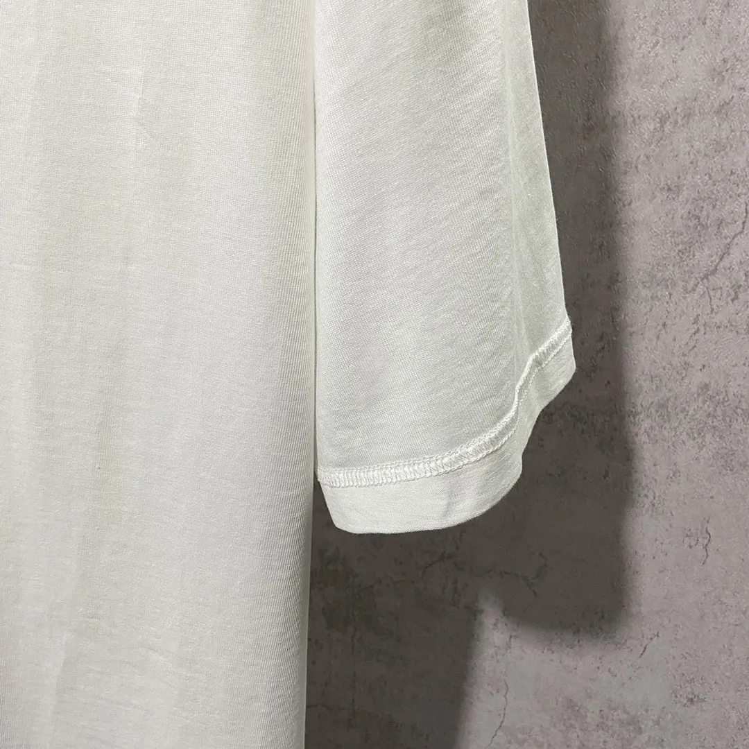 🅿️160 9136# Actual photo top version [[BALENCIA*GA] official website quality Paris new joint GENERATED series reverse stitched short-sleeved T-shirt OS version loose dropped shoulders Unisex fabric: 260g 100% cotton double yarn Process: front panel 3D three-dimensional silicone heat transfer reverse stitching garment wash shaping solid color Color: black white Size: XS S M L