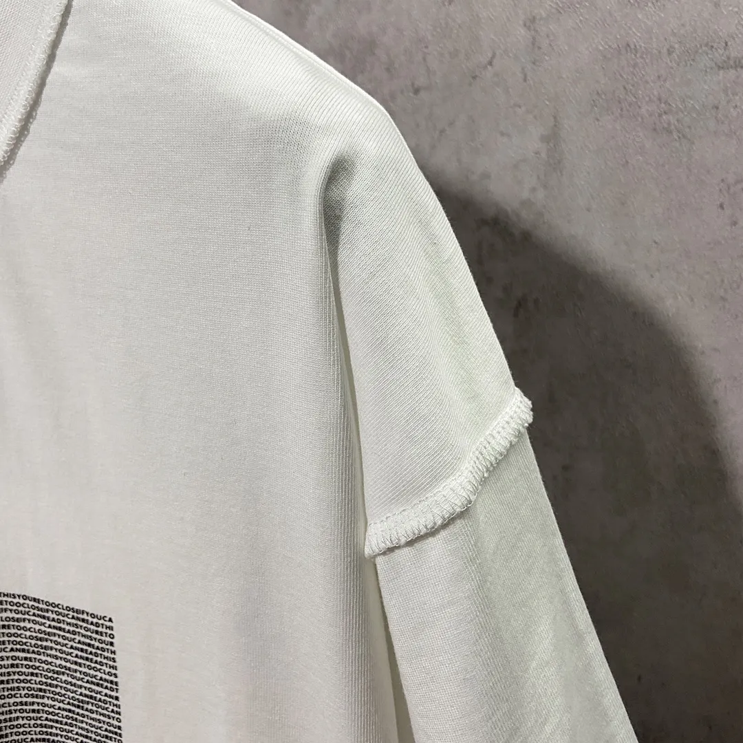 🅿️160 9136# Actual photo top version [[BALENCIA*GA] official website quality Paris new joint GENERATED series reverse stitched short-sleeved T-shirt OS version loose dropped shoulders Unisex fabric: 260g 100% cotton double yarn Process: front panel 3D three-dimensional silicone heat transfer reverse stitching garment wash shaping solid color Color: black white Size: XS S M L