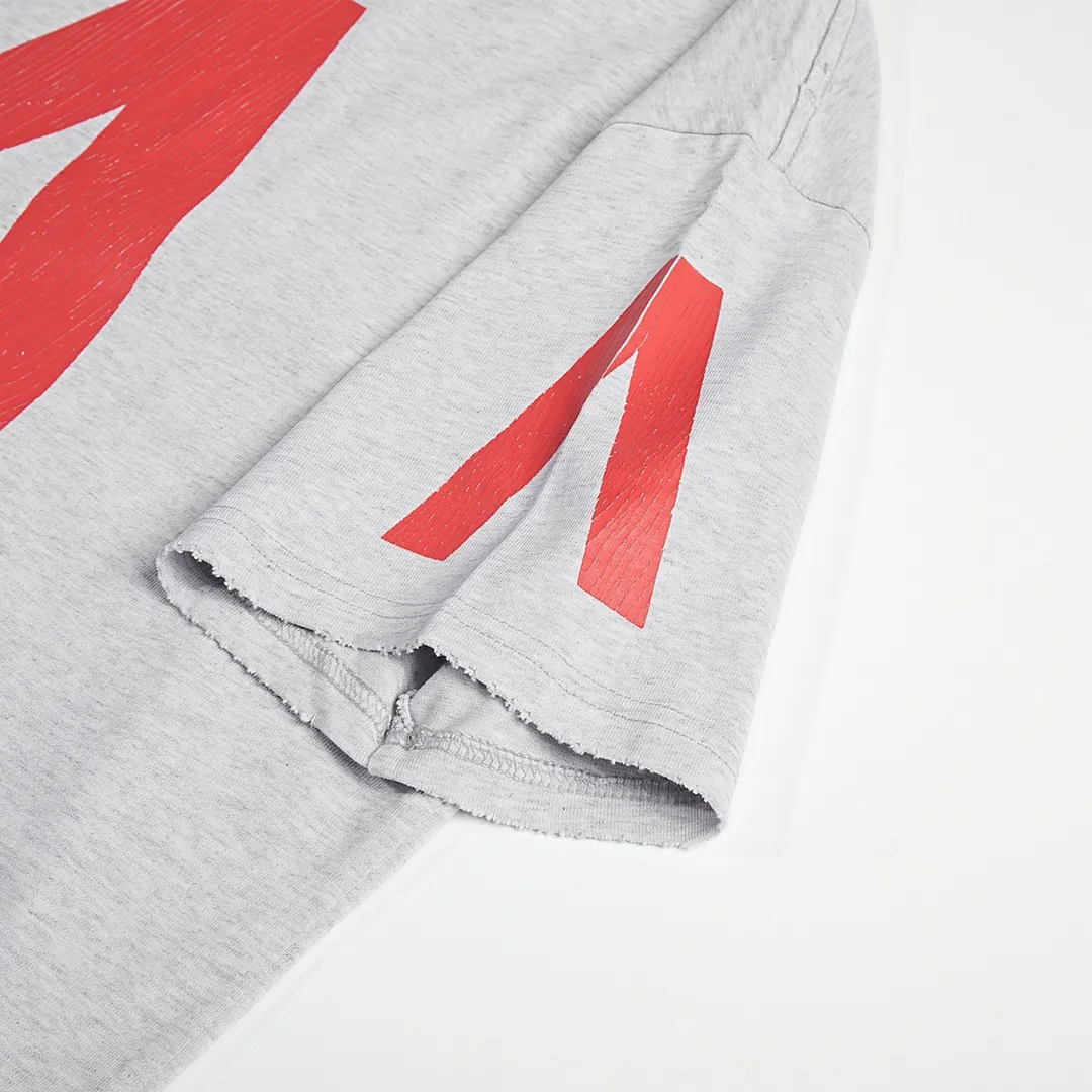 🅿️180 9121# Detailed picture Top version [[BALENCIA*GA] official website quality Paris new joint music collaboration cracked stretch crack short-sleeved T-shirt OS version loose dropped shoulders Unisex style Fabric: 260g 100% cotton double yarn Process: front and rear panels left and right sleeves crack print Garment wash worn distressed solid color Color: black (cracked) gray (cracked) Size: XS S M L