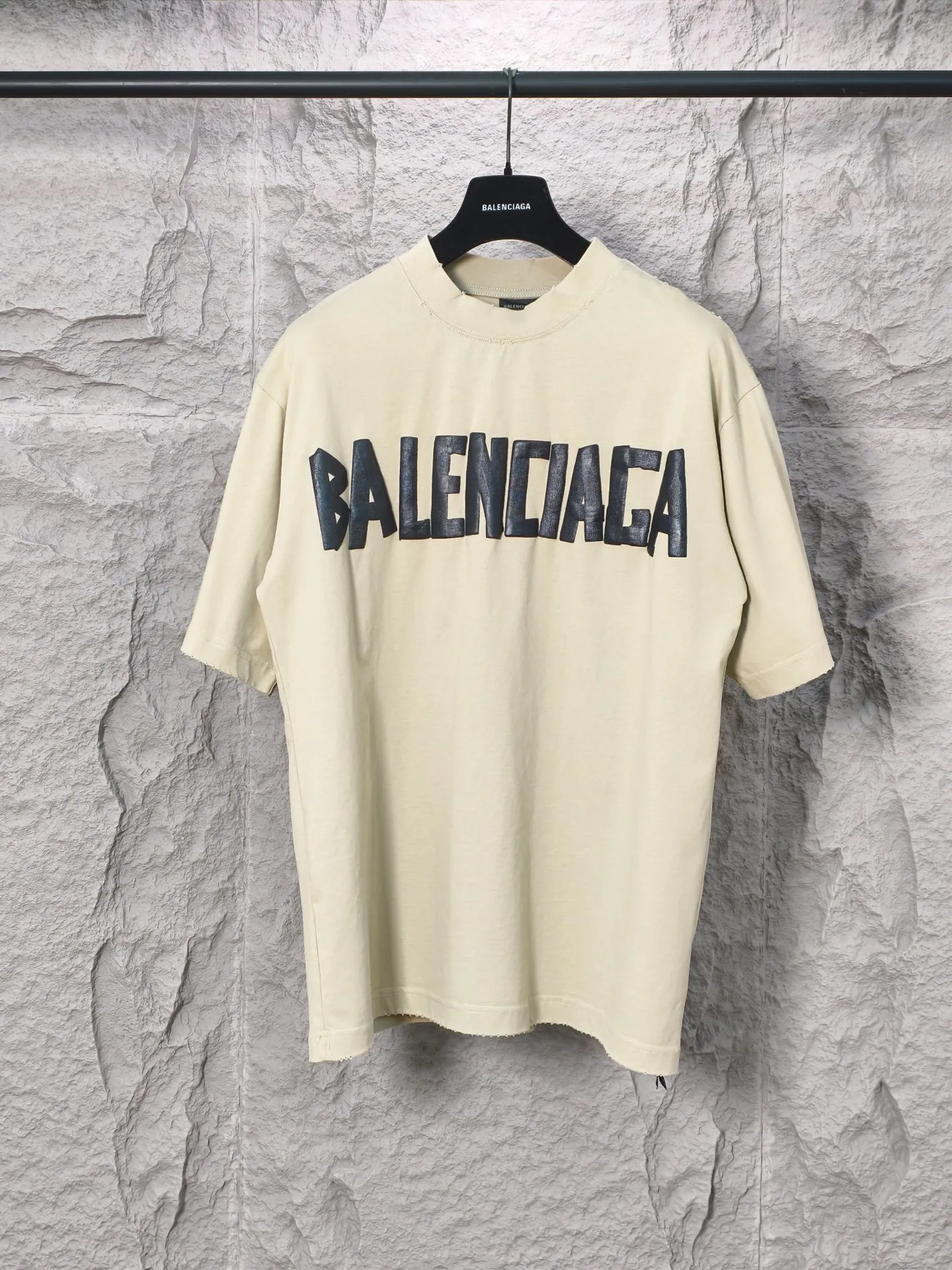 🅿️180 9110# Actual photo top version [[BALENCIA*GA] official website quality Paris new yellow tape bandage digital direct printing short-sleeved T-shirt OS version loose dropped shoulders Unisex style Fabric: 260g 100% cotton double yarn Process: front and rear digital direct printing Garment washed worn distressed fixed color Color: gray blue white washed blue burgundy green Black silver rose red khaki Size: XS S M L