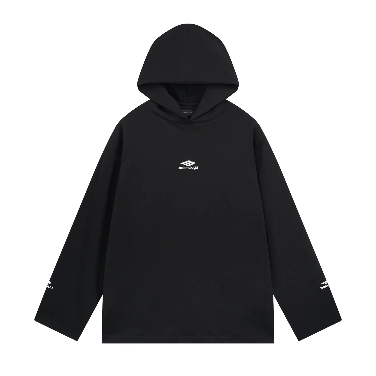 🅿️280 BALENCI*GA Paris classic small label 3M logo hooded long-sleeved T-shirt. The front and sleeves are embroidered with imported Tajima machines. The effect is three-dimensional. Restore the brick cabinet. Exclusively woven and dyed 280g fabric. The threads are dyed in the same vat with zero color difference. The version adopts OS loose shoulder version. Welcome to compare. Same style for men and women -Color: black -SIZE: Xs S M L Style No. 8642#