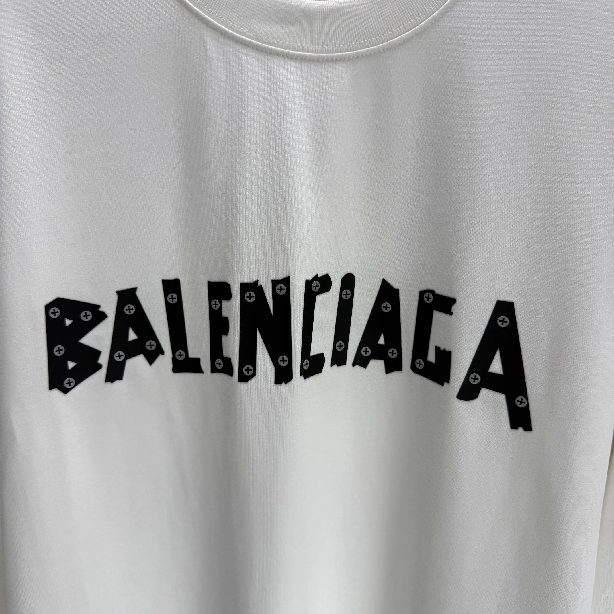 🅿️240 BALENC* Paris* 2025 autumn and winter new thick long-sleeved T-shirt 320g pure cotton letter logo three-dimensional silicone Color: Black White Angora Red Size: S M L XL