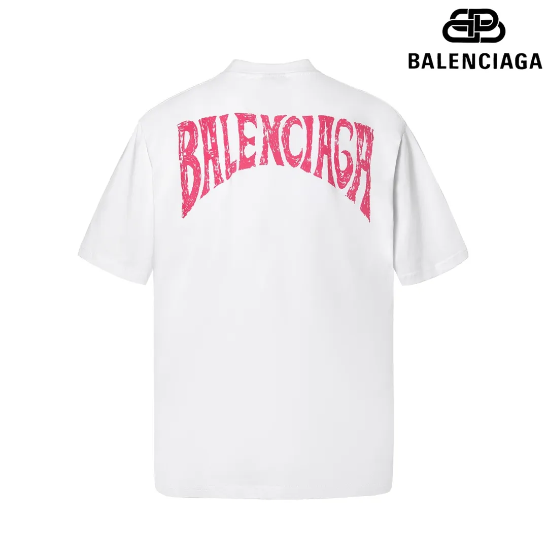 🅿️160 9105# Detailed picture Top version [[BALENCIA*GA] official website quality Paris new classic letter back panel printed short-sleeved T-shirt OS version Loose dropped shoulders Unisex fabric: 260 grams 100% cotton double yarn Technology: back panel printing Garment washing Shape solid color Color: black white Size: XS S M L